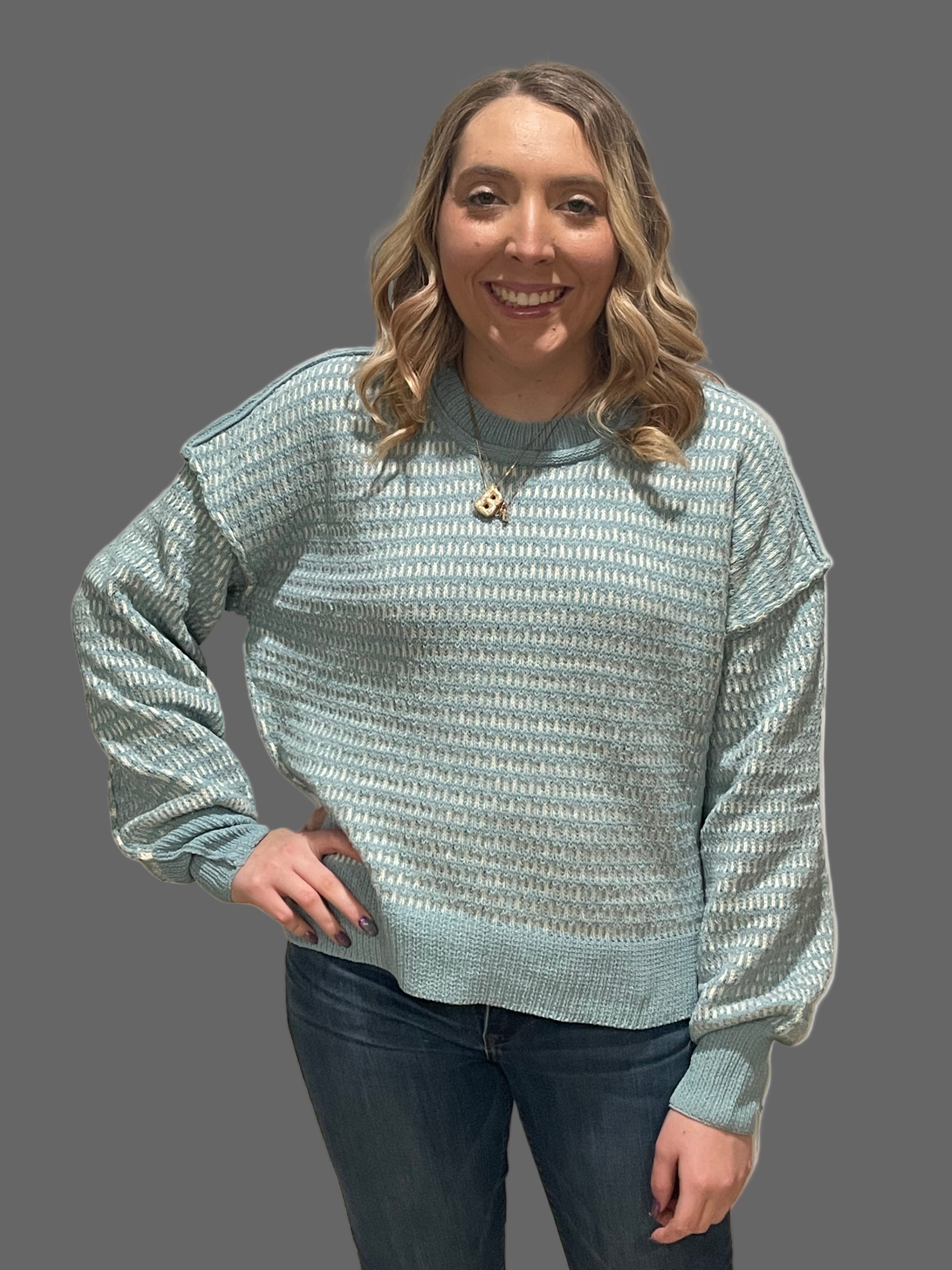 Mint Kisses Textured Sweater