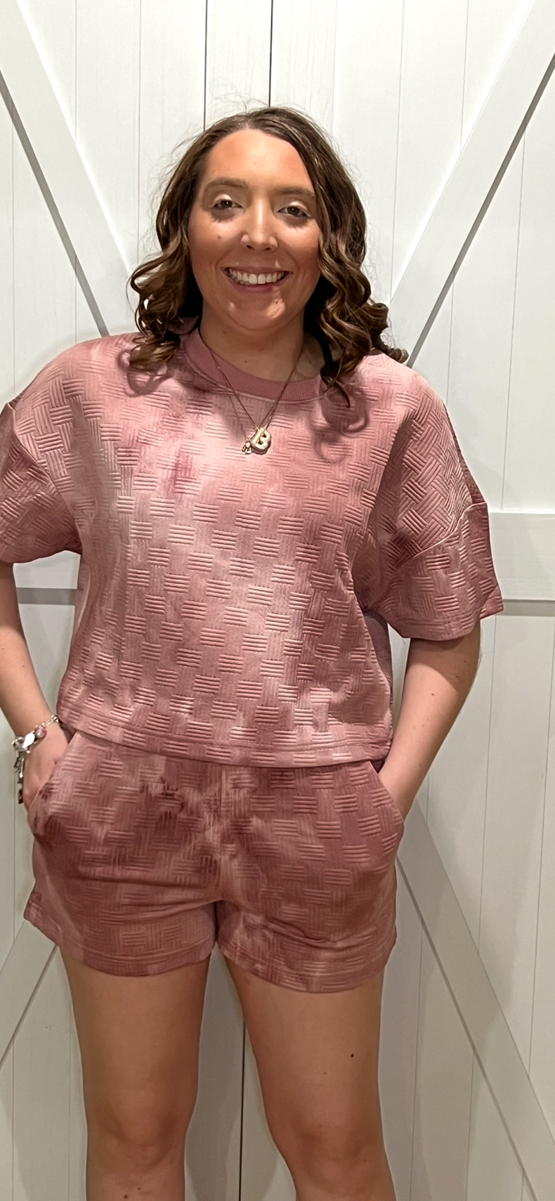 The Rosy Romance Acid Washed Short Set