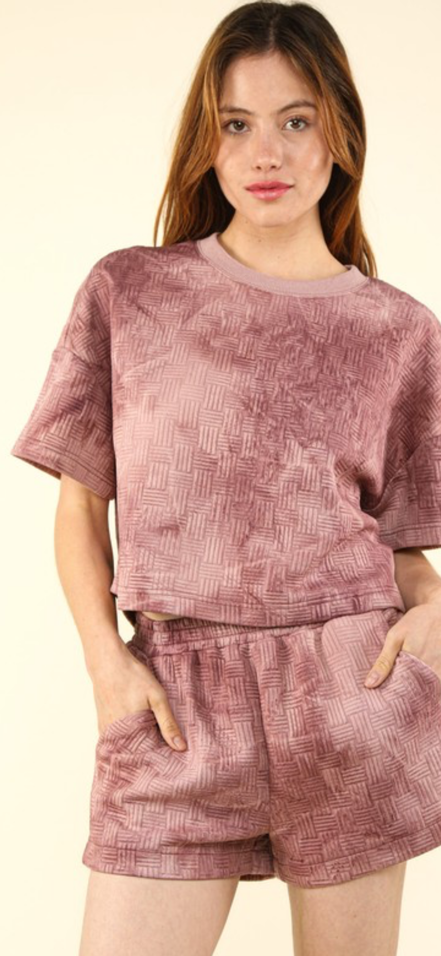 The Rosy Romance Acid Washed Short Set