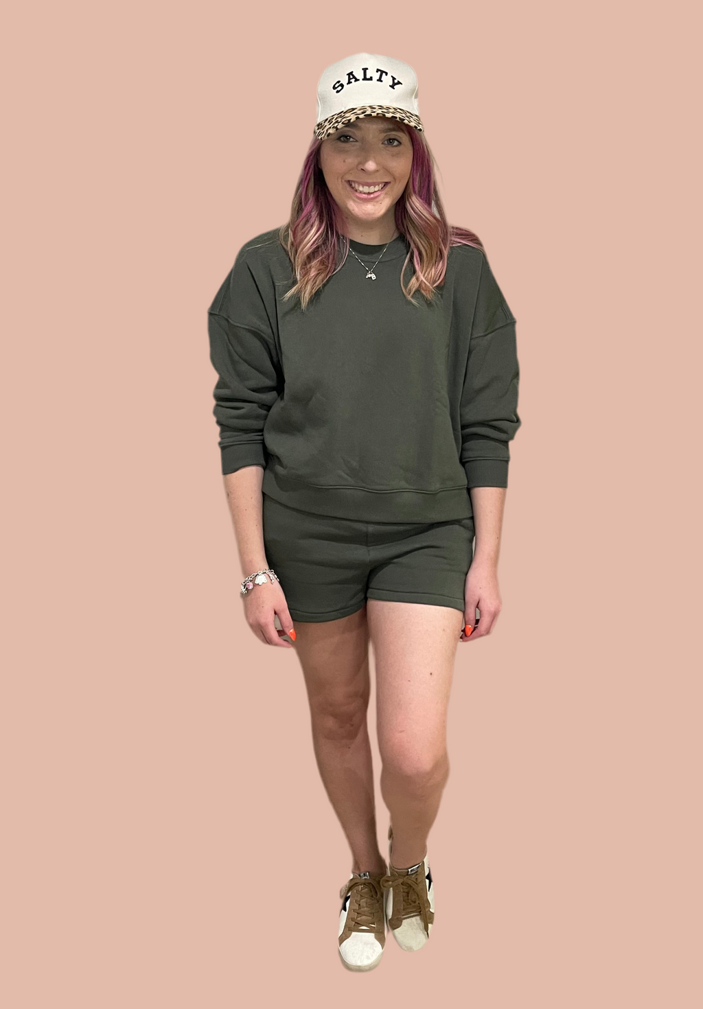 Lazy Sunday Two Piece Set in Olive