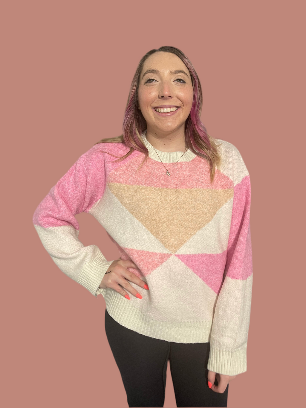 Blush and Cream Cozy Sweater