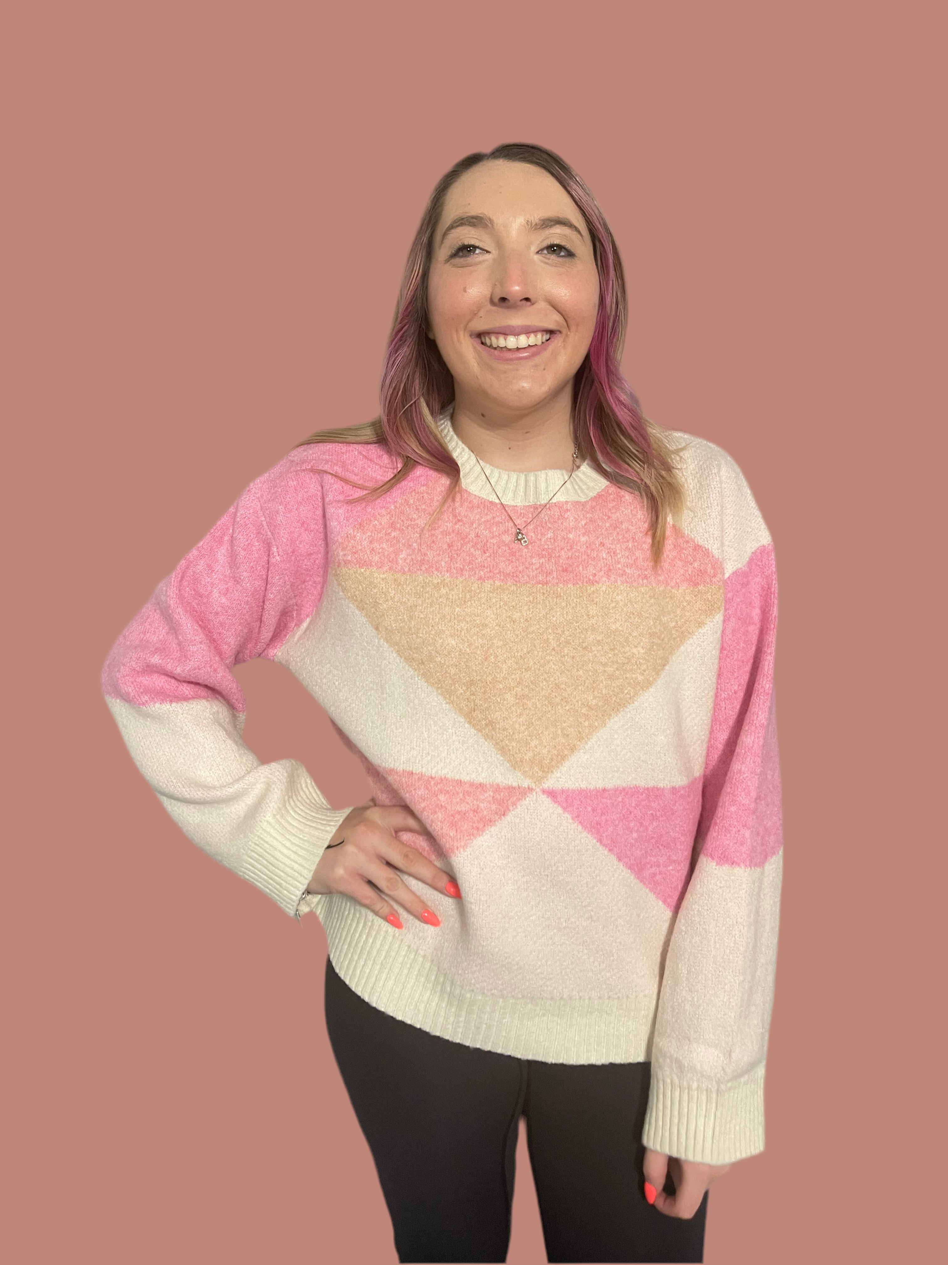 Blush and Cream Cozy Sweater