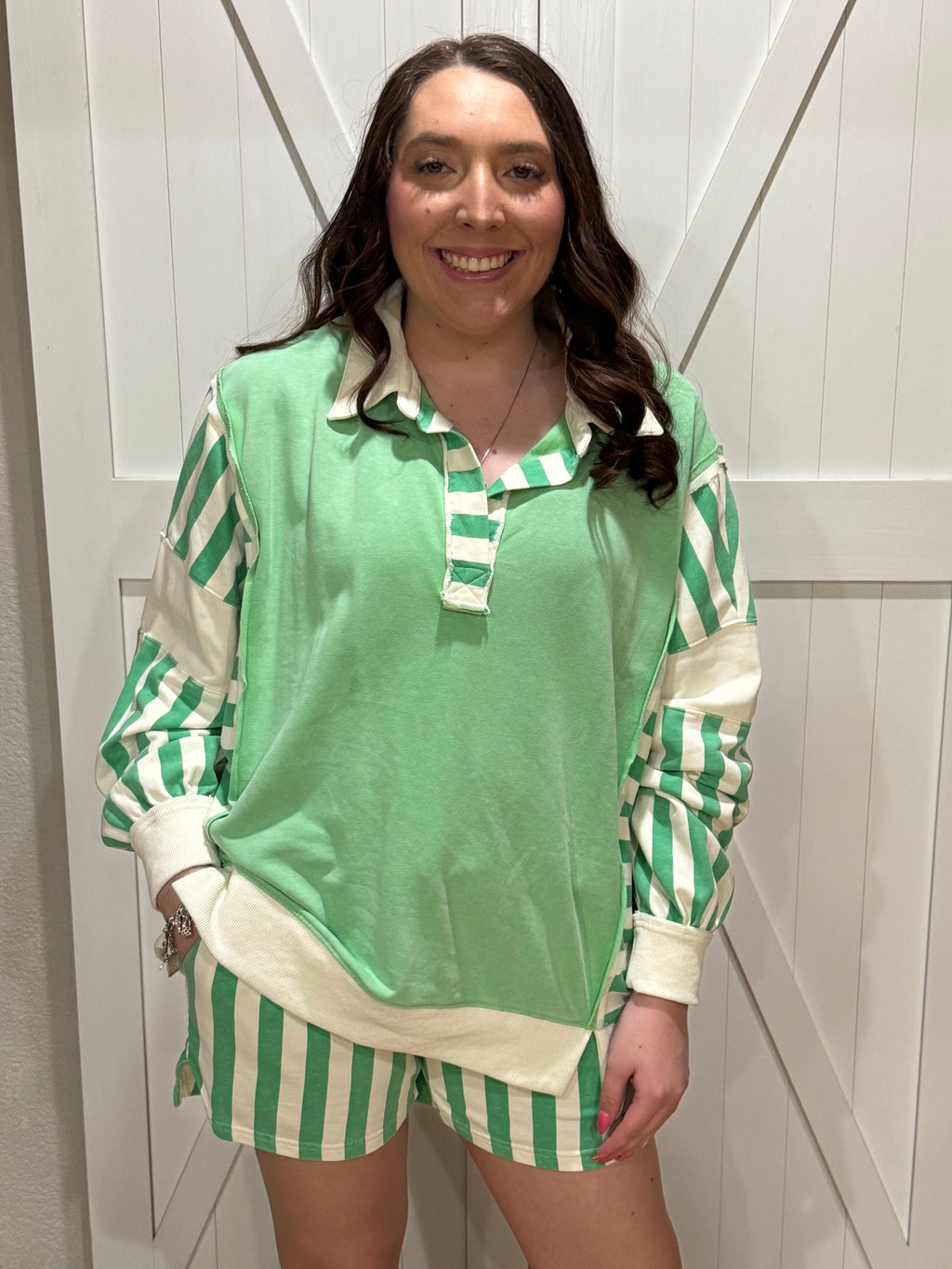 Matcha Striped Short Set