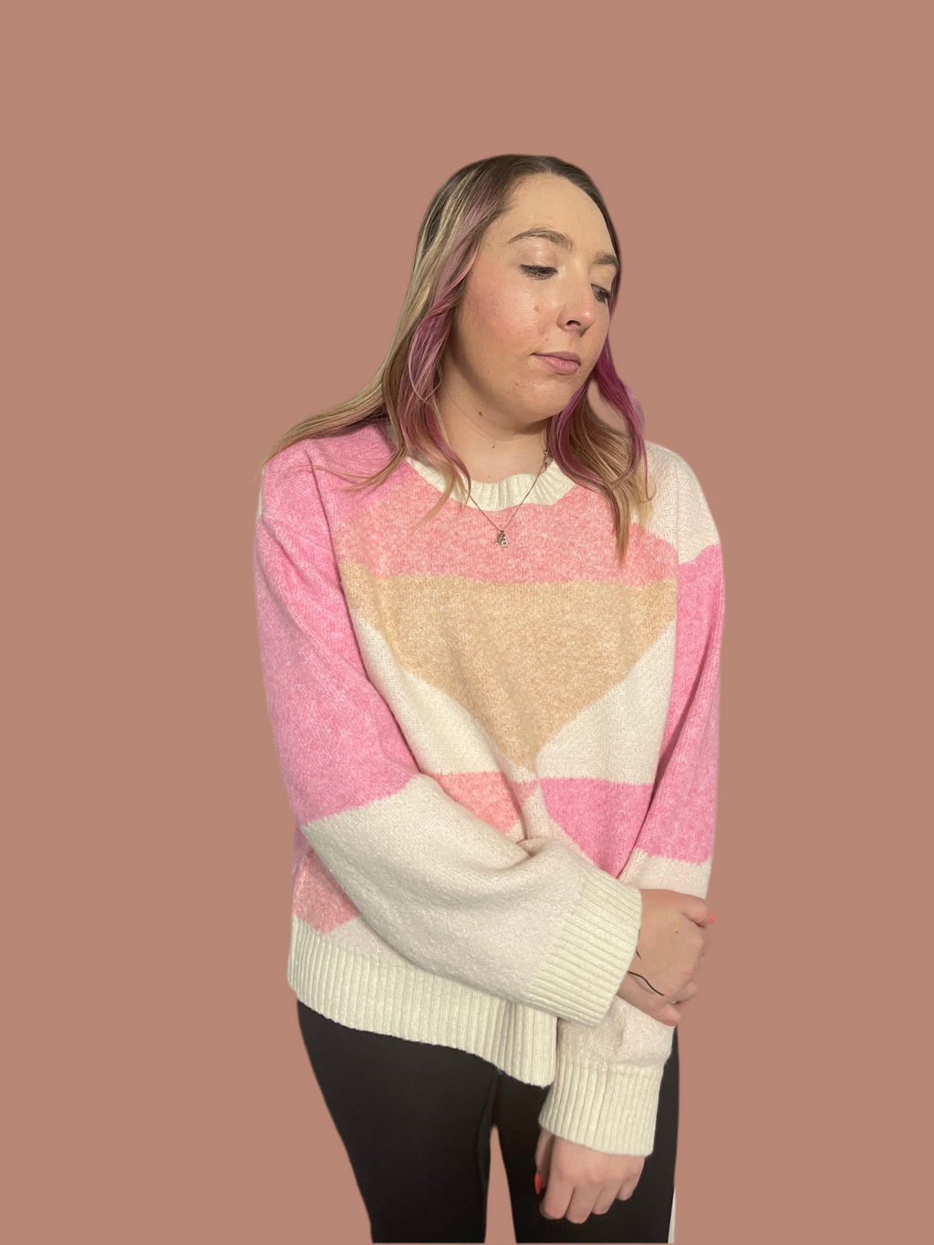 Blush and Cream Cozy Sweater