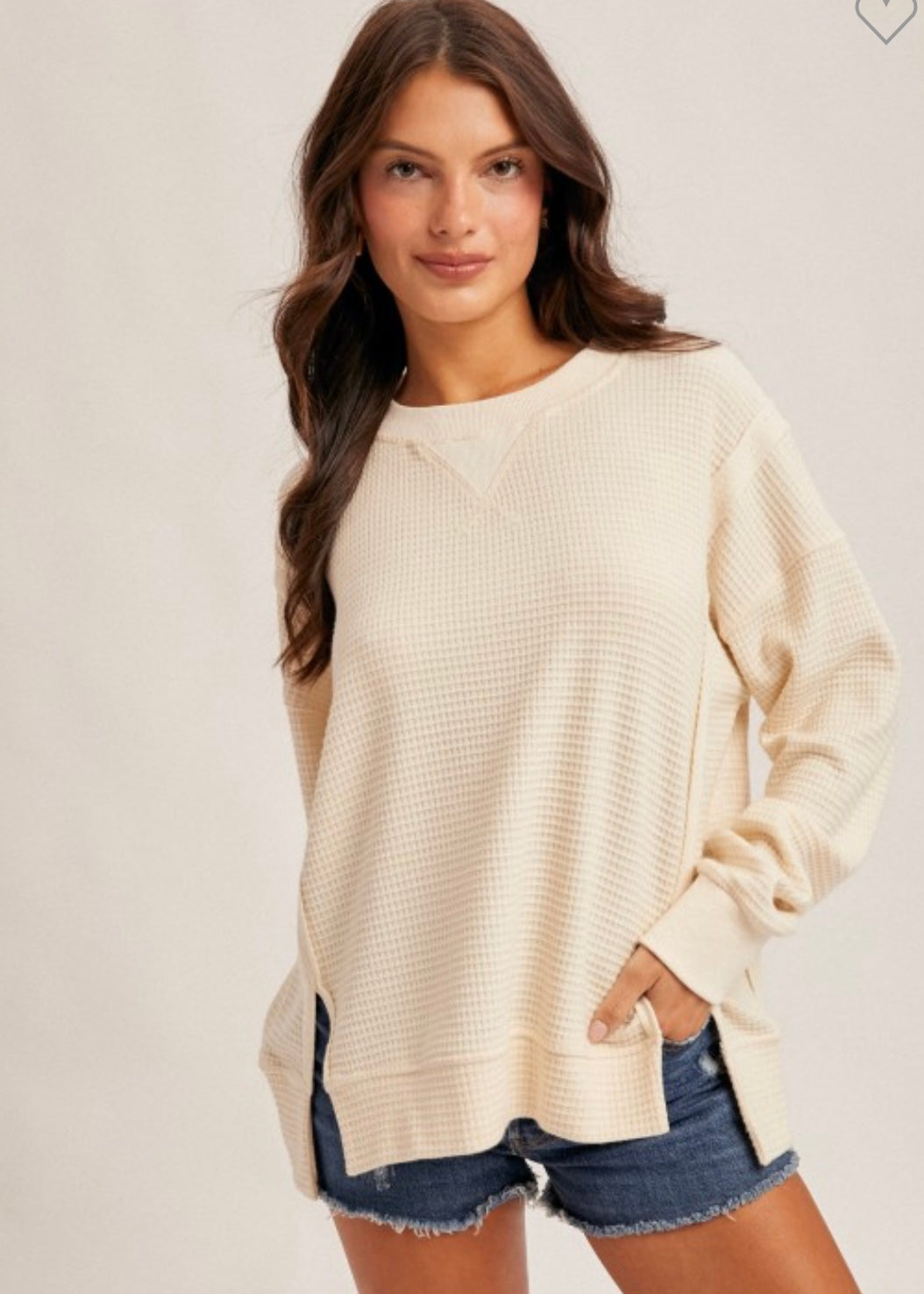 Kelly Long Sleeve Waffle Pullover