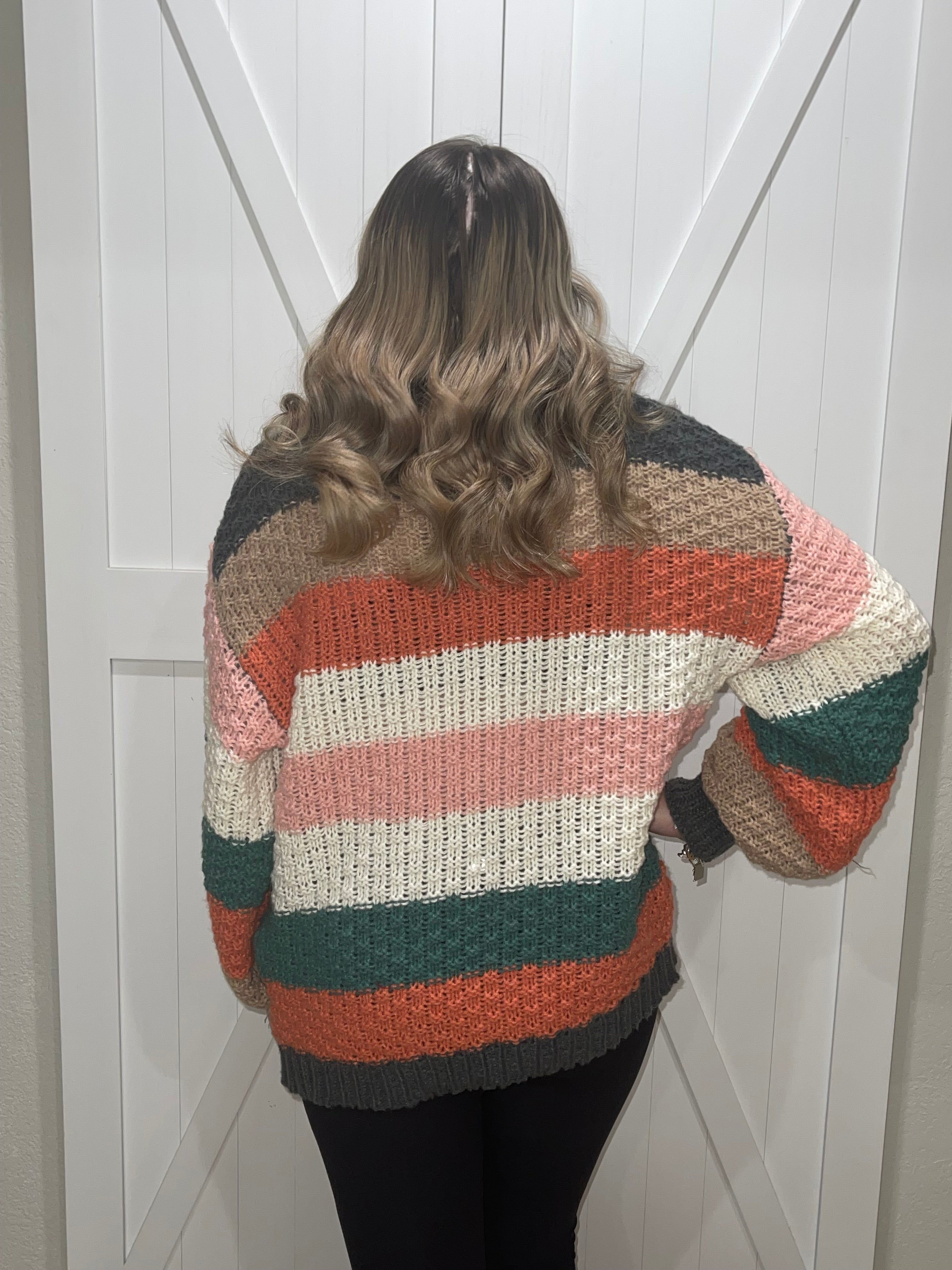 Free Spirit Chunky Stipe Color Block Sweater