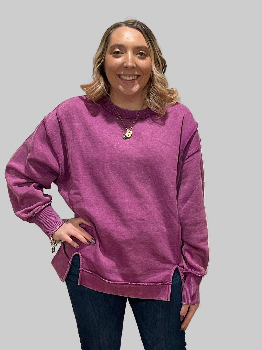 Berry Bliss Acid Wash Sweatshirt