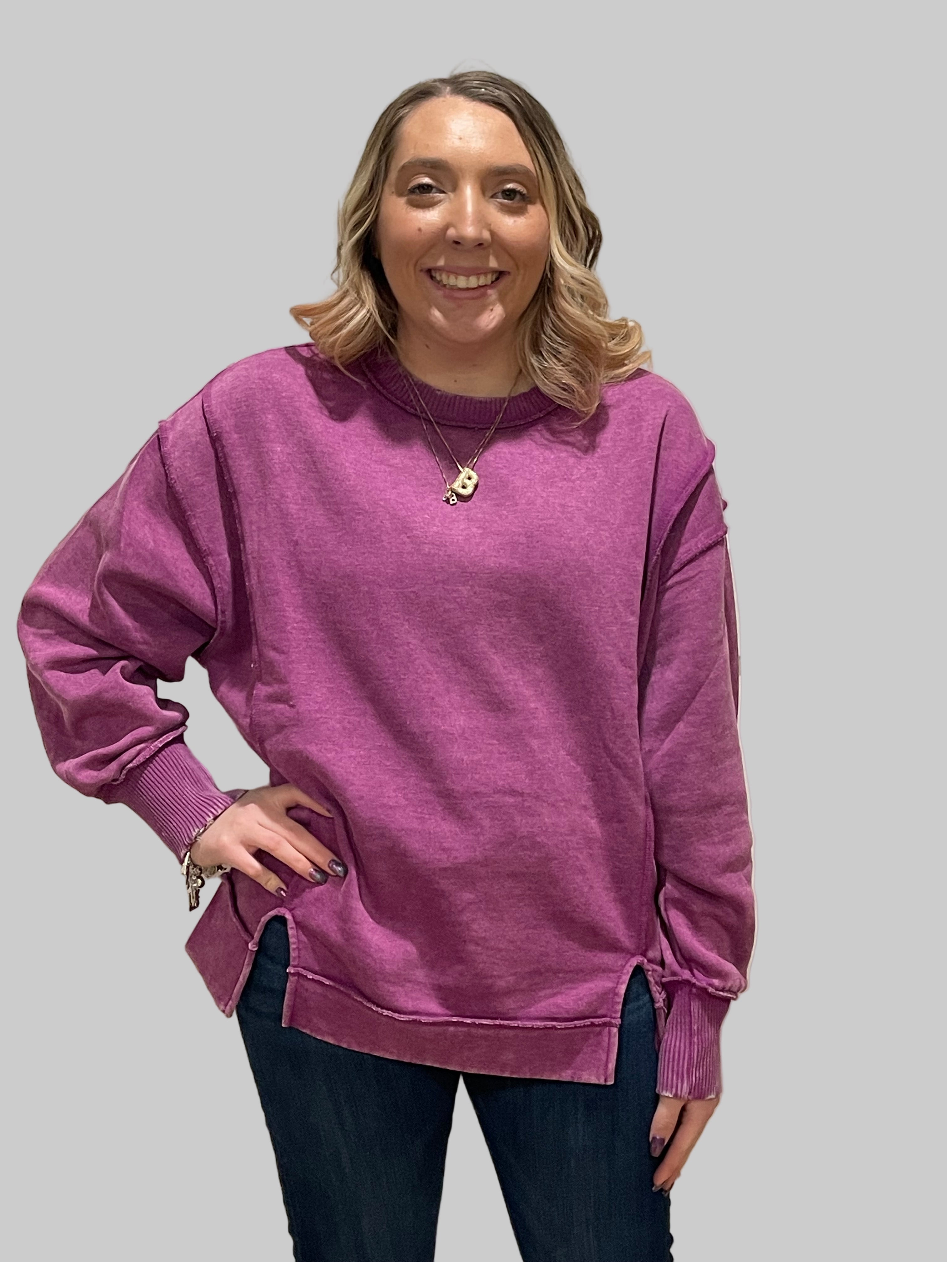 Berry Bliss Acid Wash Sweatshirt