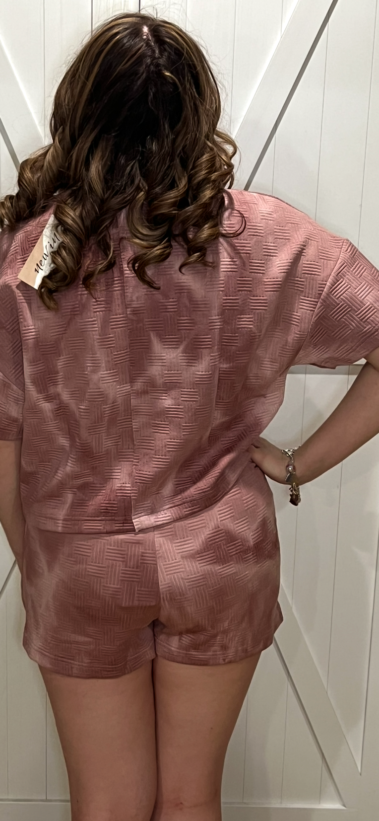 The Rosy Romance Acid Washed Short Set