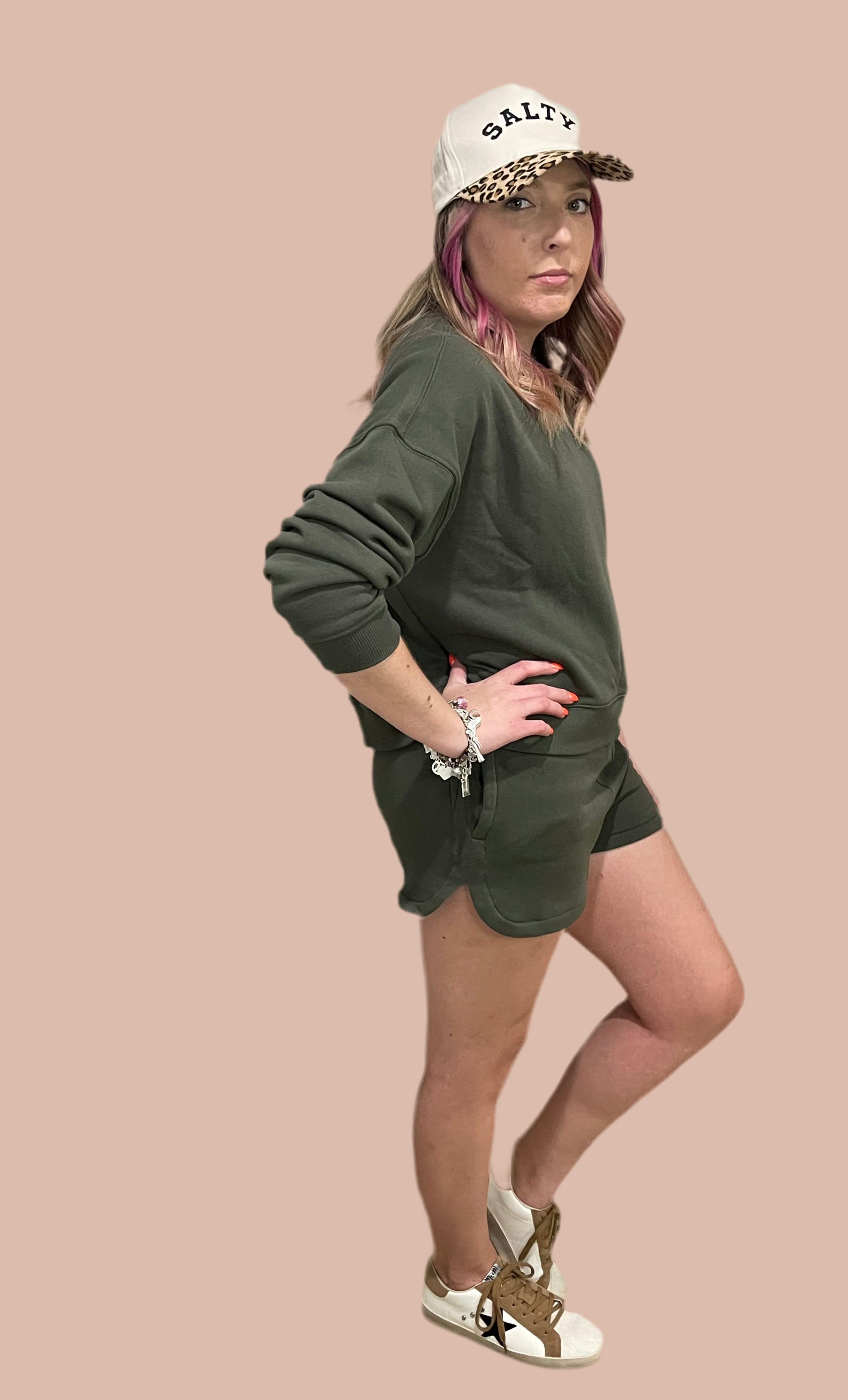 Lazy Sunday Two Piece Set in Olive