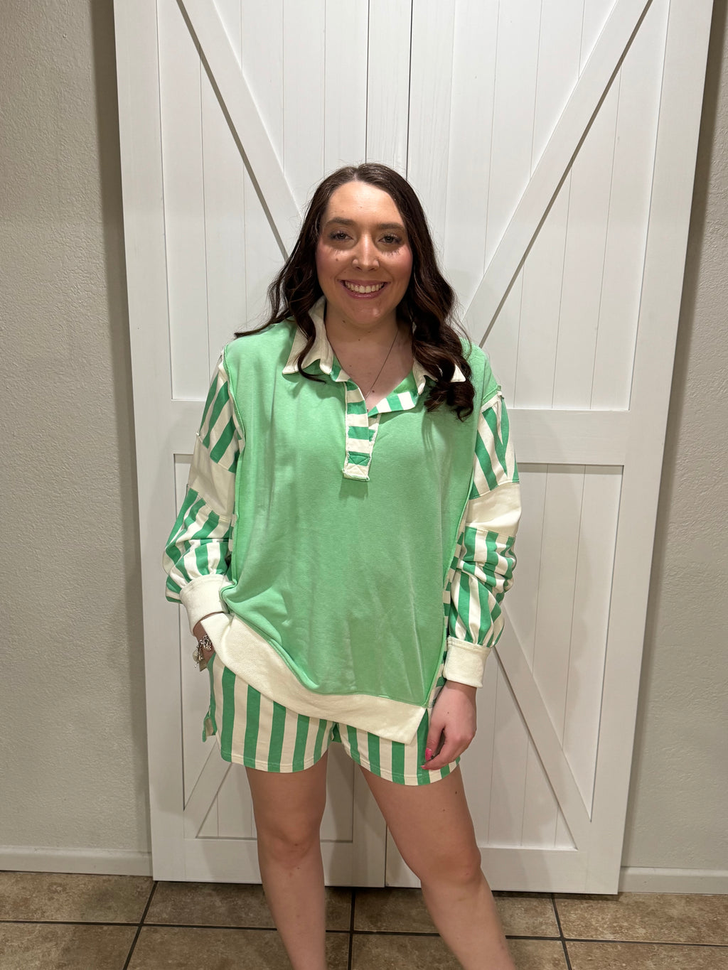 Matcha Striped Short Set