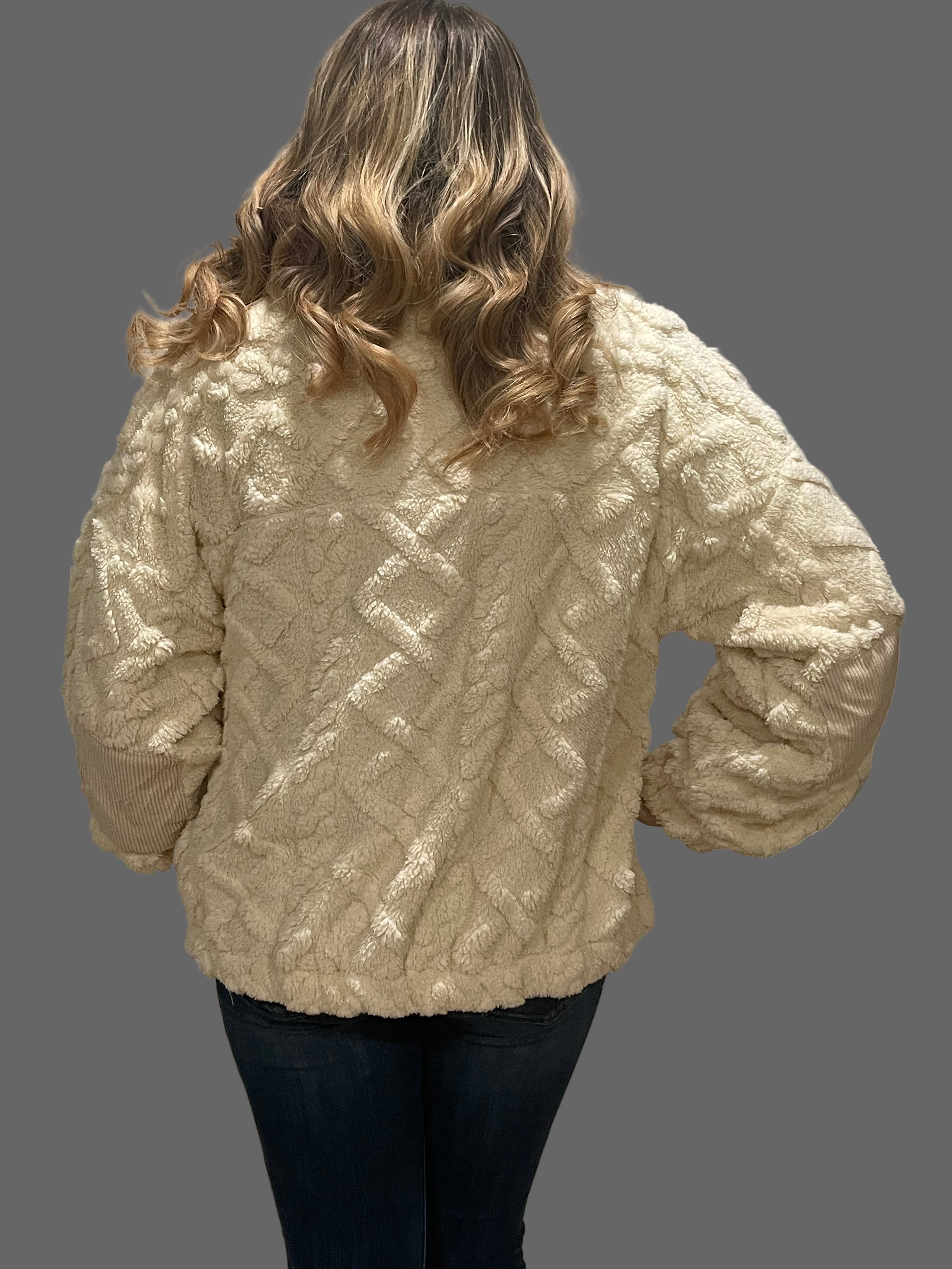 Snowy Days Textured Fleece Zip Up Jacket