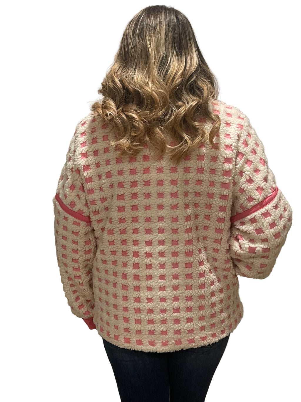 Cotton Candy Pink Oversized Checkered Jacket