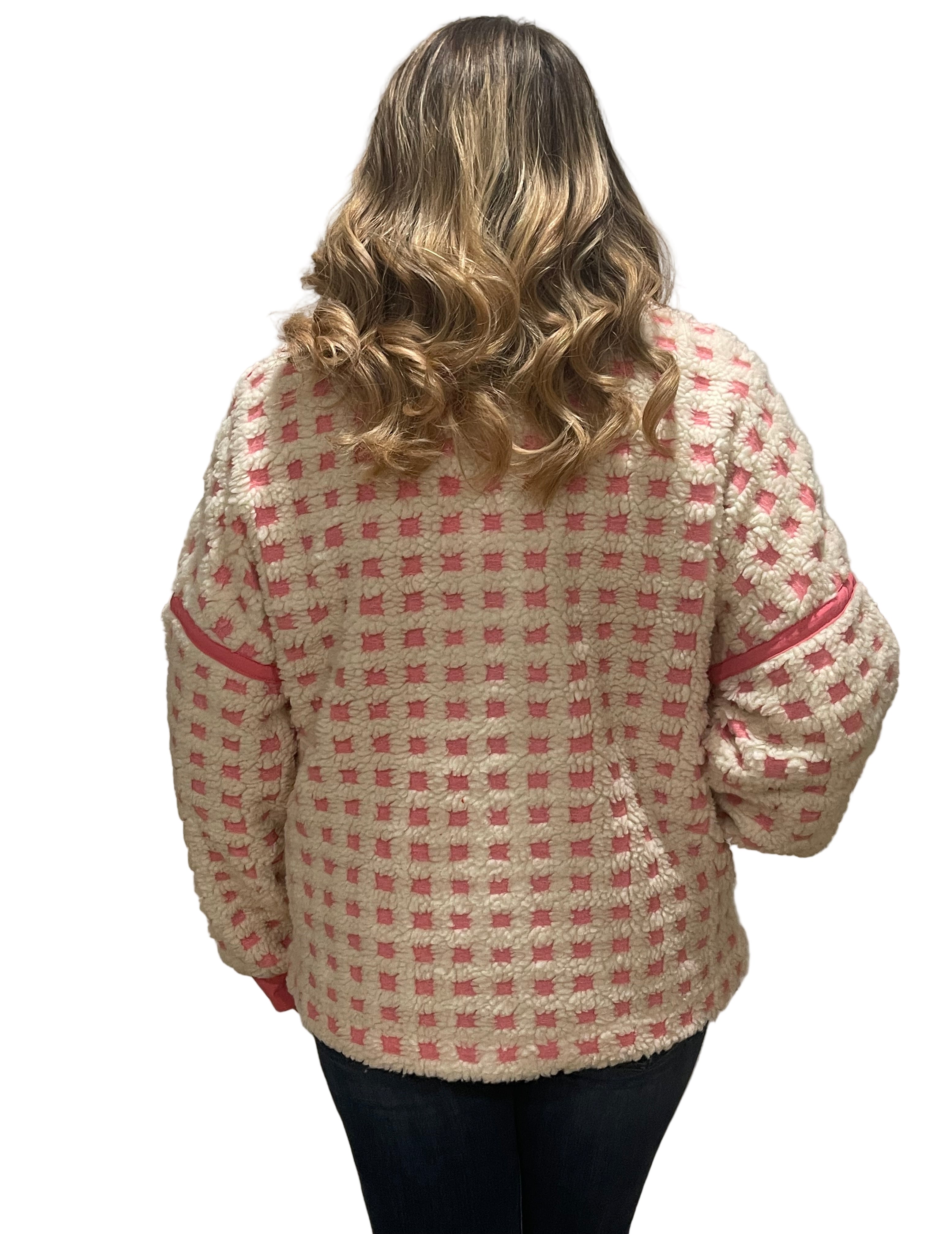 Cotton Candy Pink Oversized Checkered Jacket