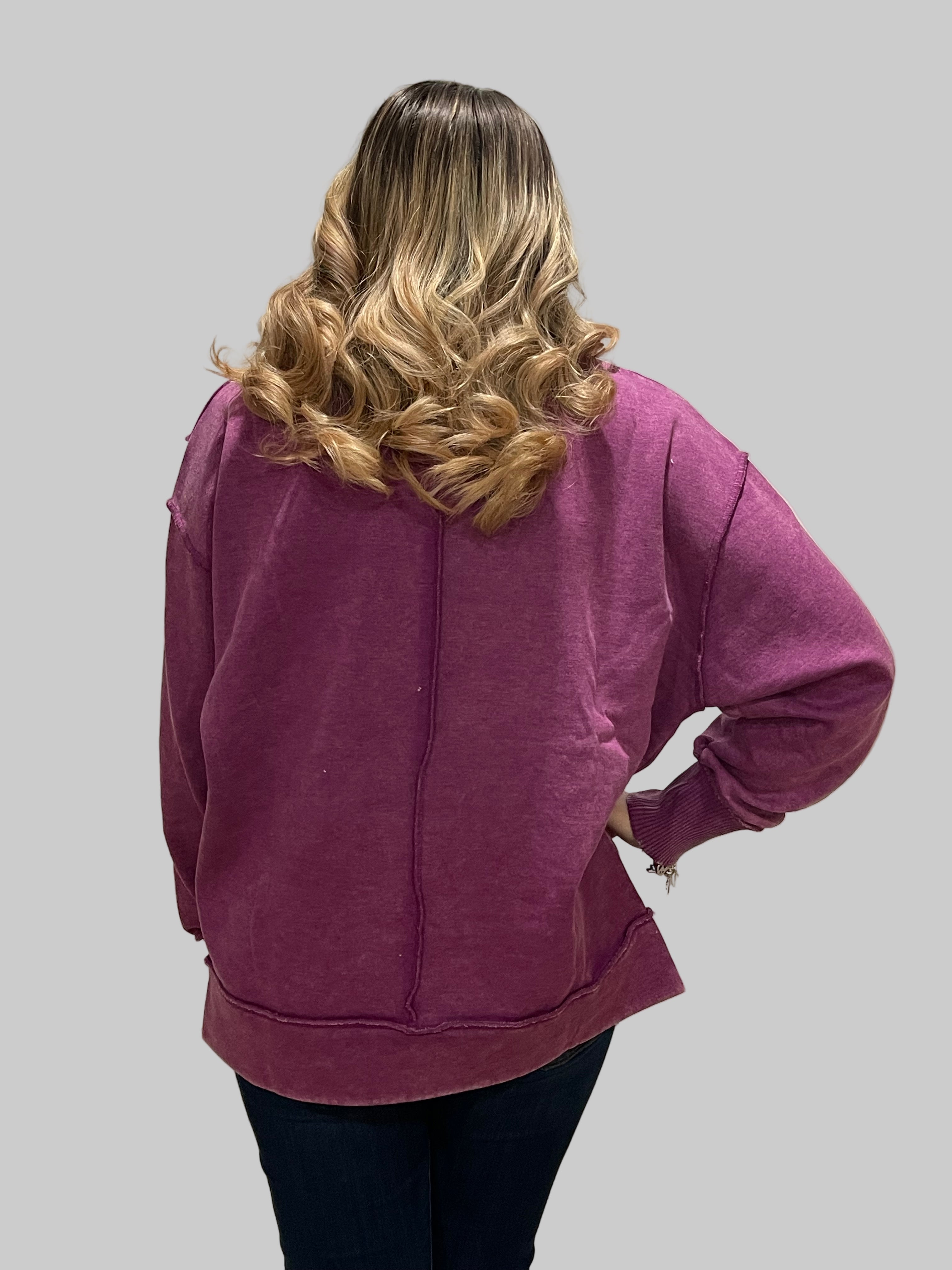 Berry Bliss Acid Wash Sweatshirt