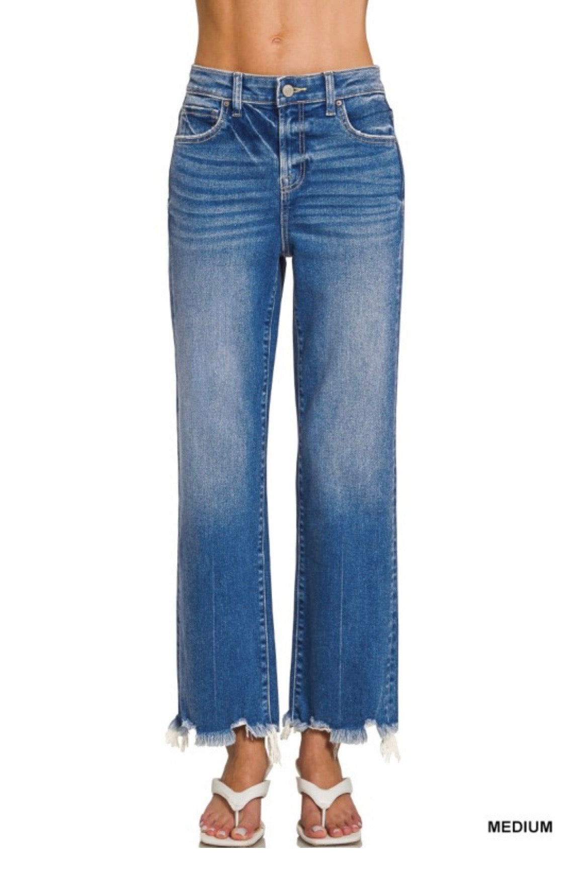 Frayed Hem Ankle Jean