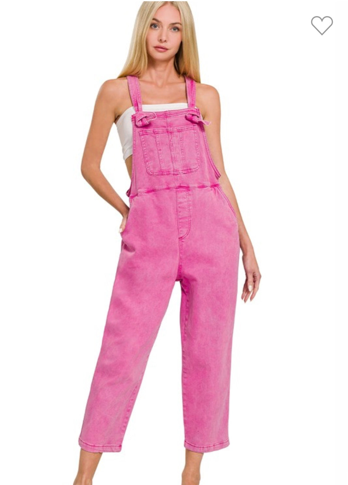 The It Girl Acid Washed Relaxed Fit Overalls - Hot Pink