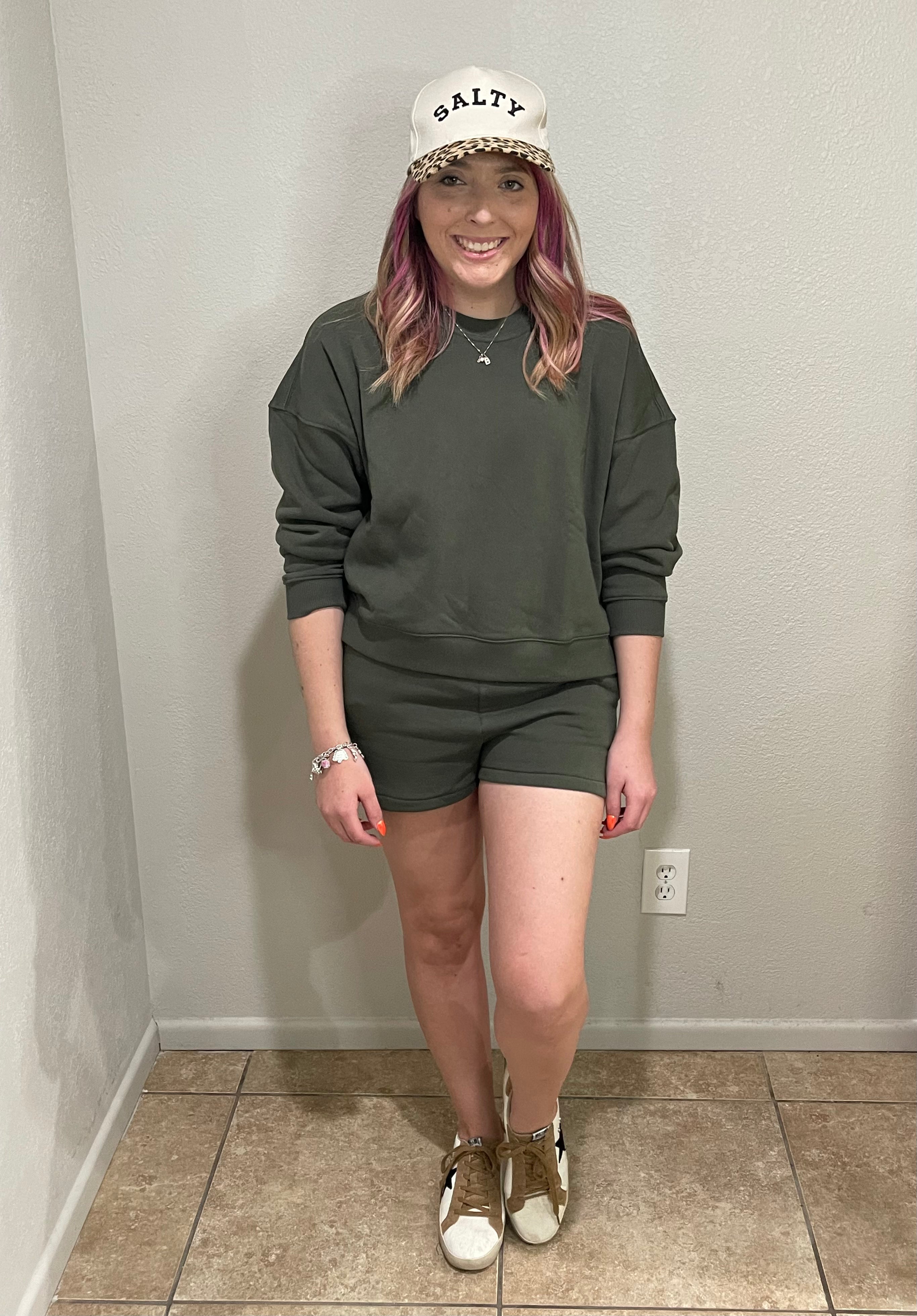 Lazy Sunday Two Piece Set in Olive