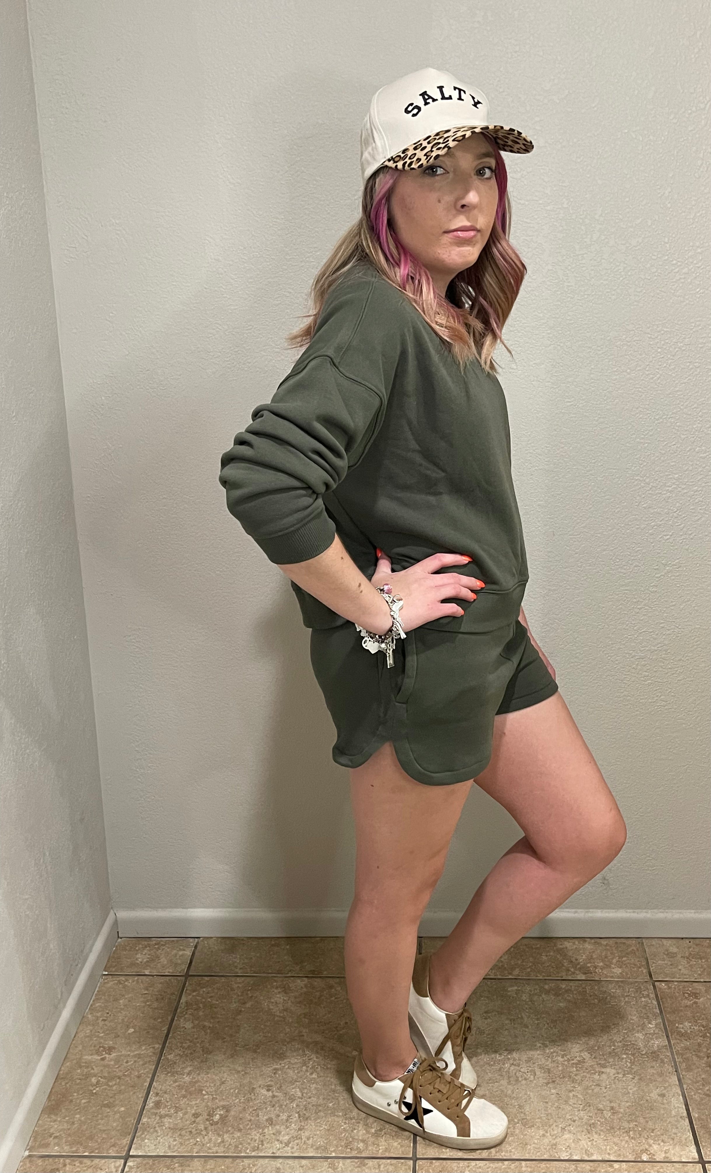 Lazy Sunday Two Piece Set in Olive