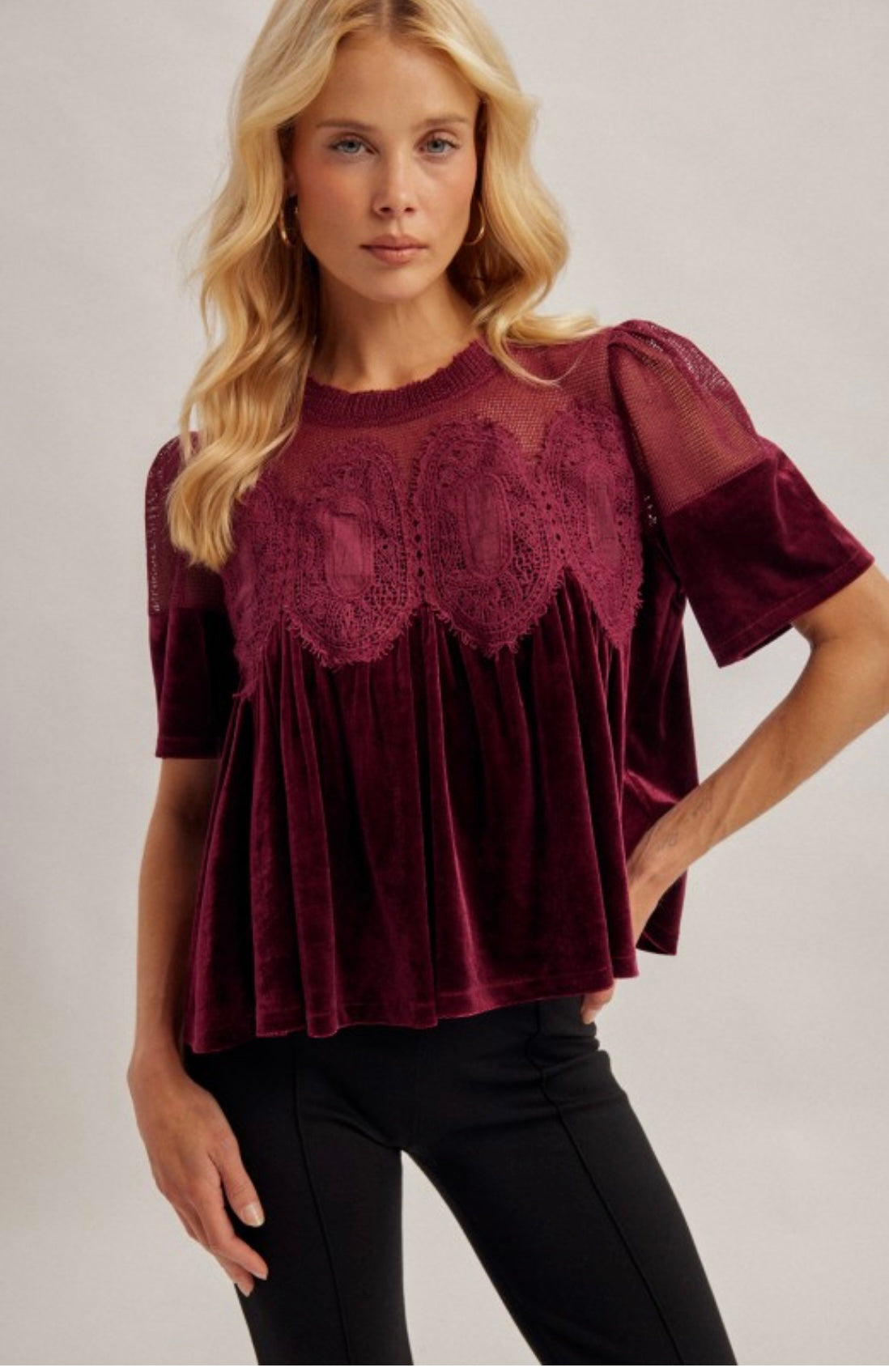 Burgundy Velvet Top