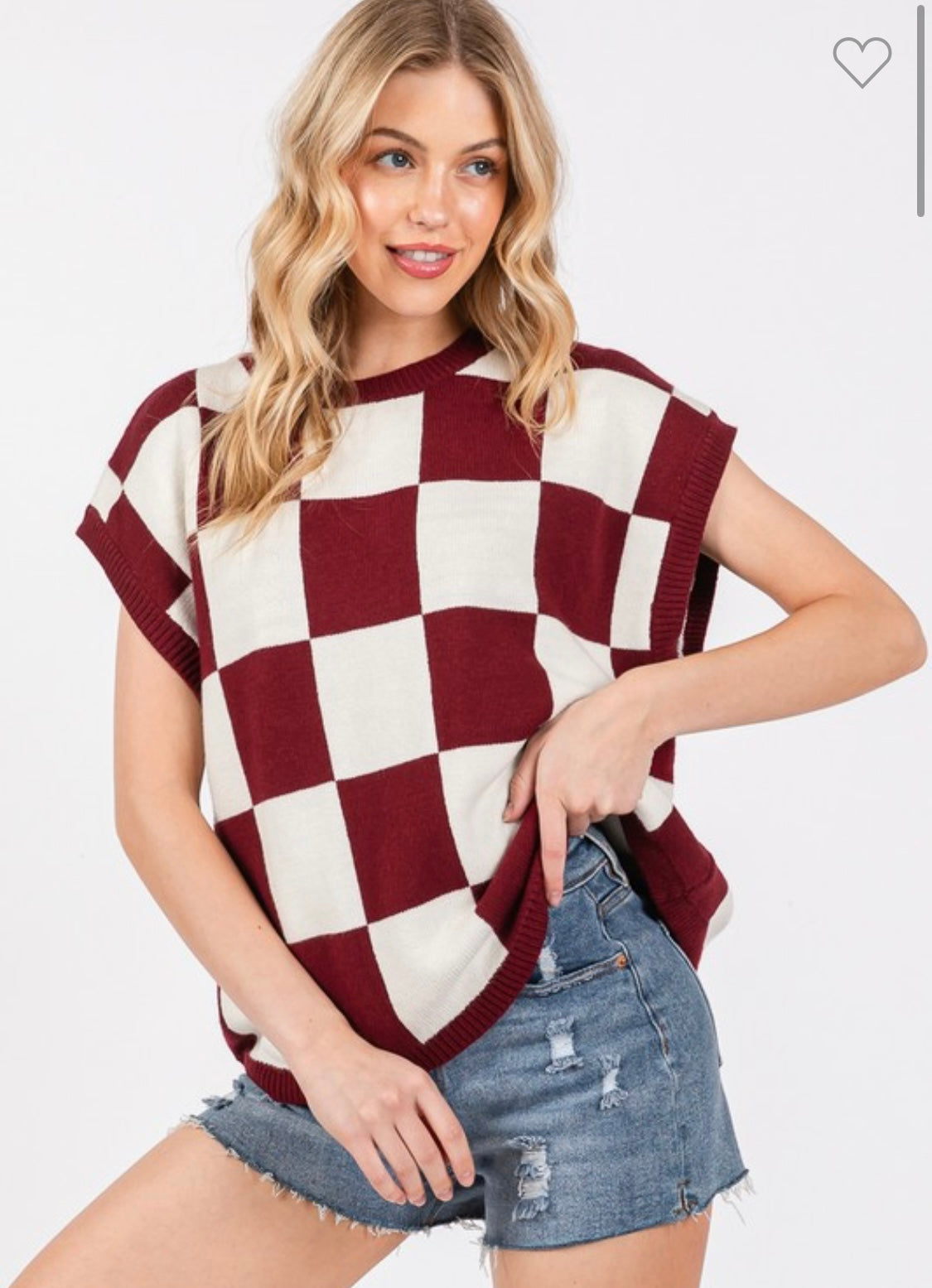 Check Mate Checkered Sweater Vest in Burgandy