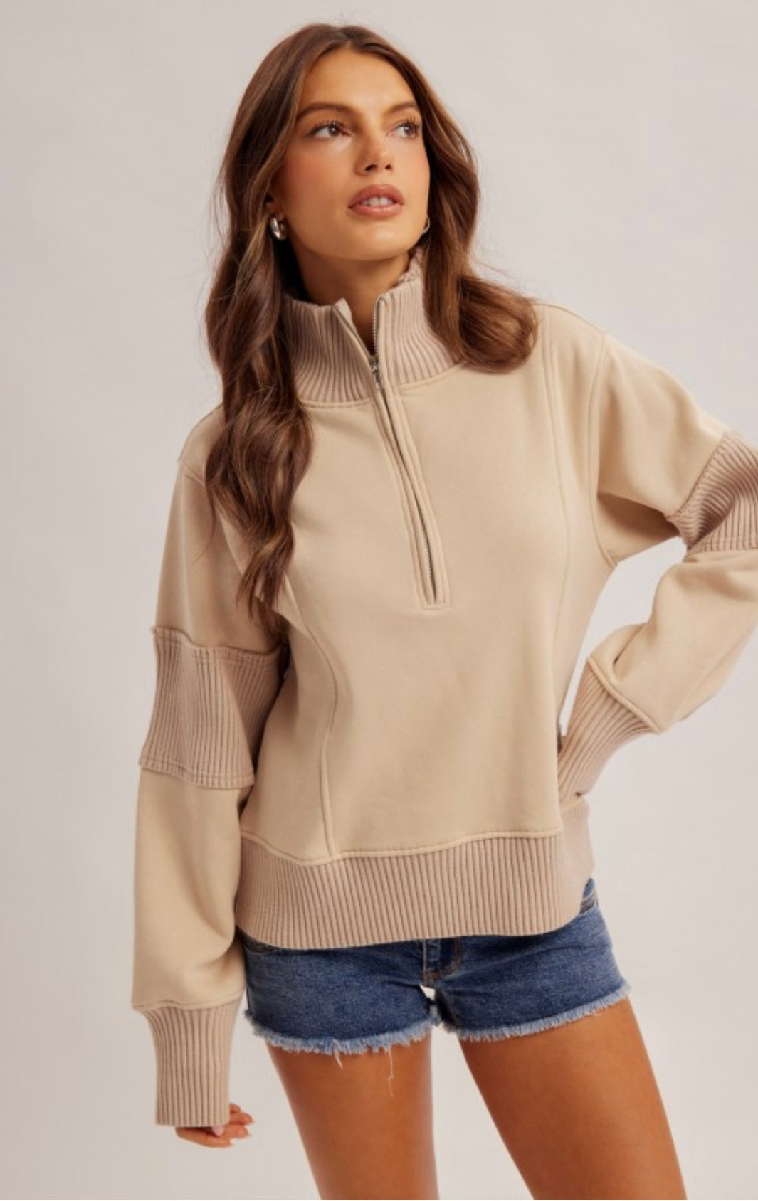 Half Zip Pullover in Sand