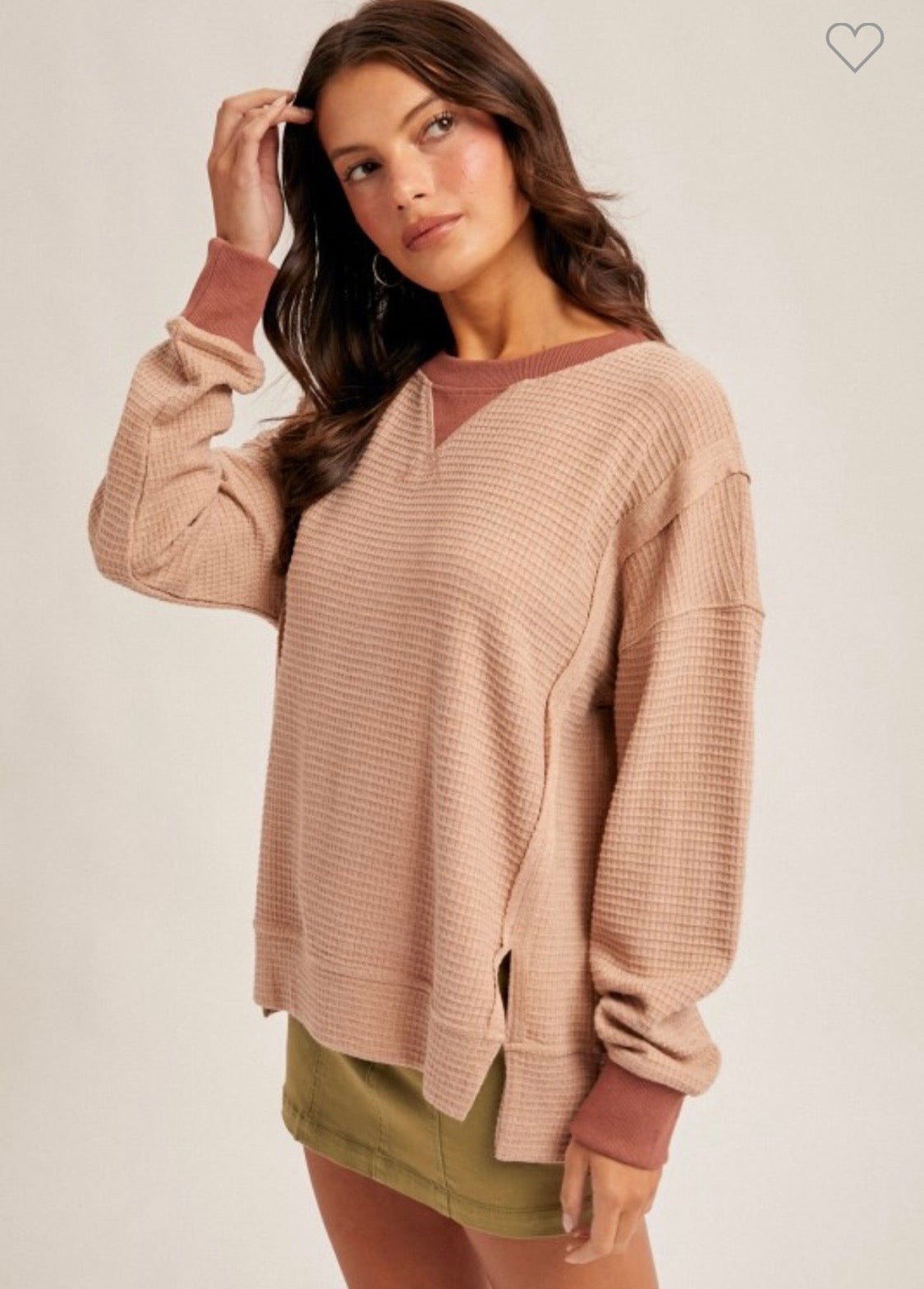 Kelly Long Sleeve Waffle Pullover