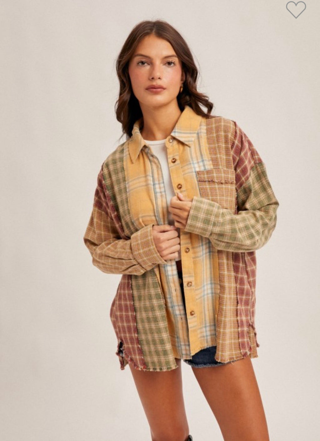 Billie Plaid Long Sleeve Button Up Top