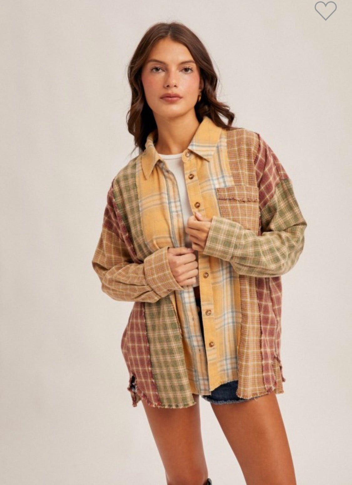 Billie Plaid Long Sleeve Button Up Top
