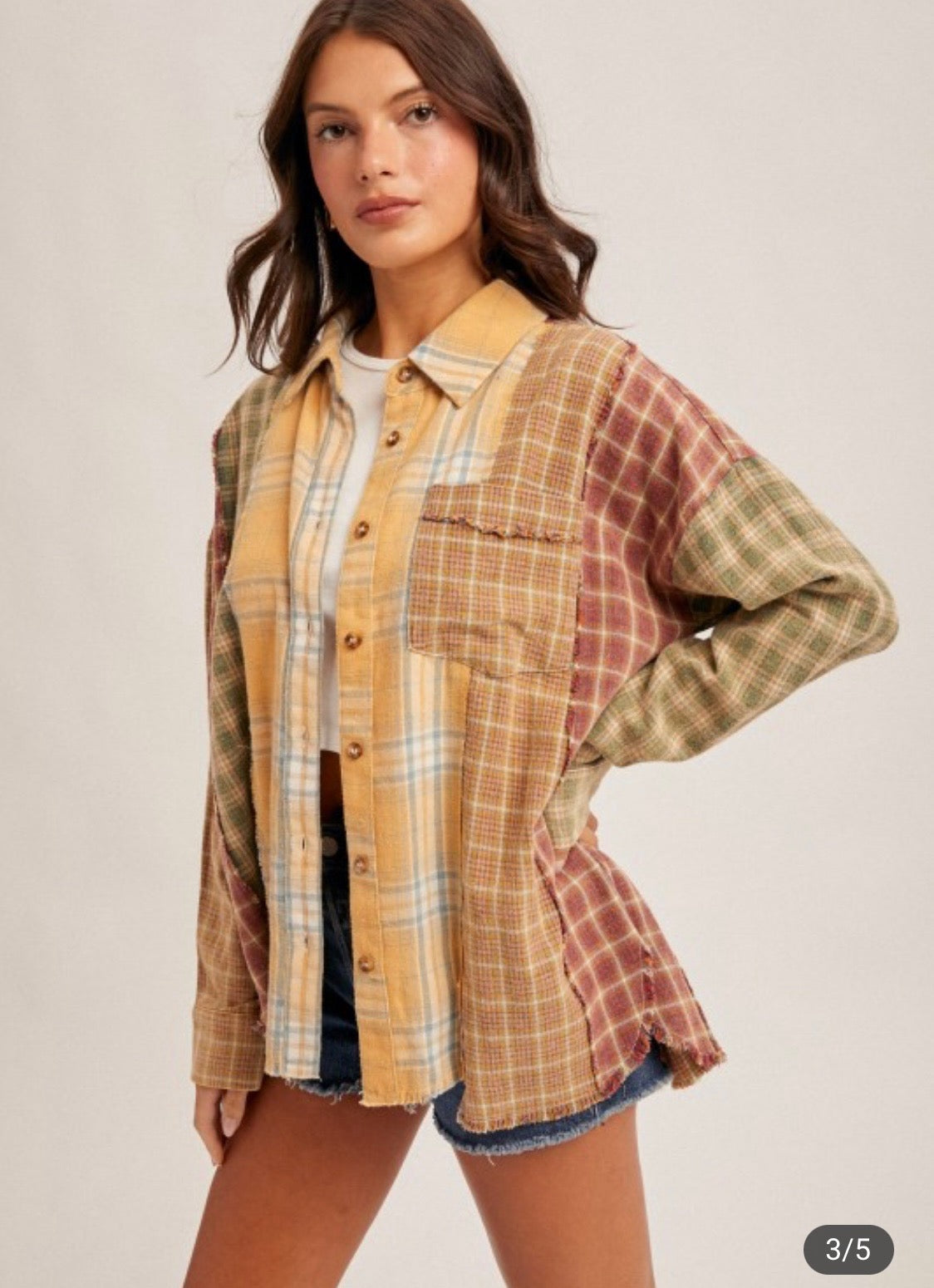Billie Plaid Long Sleeve Button Up Top