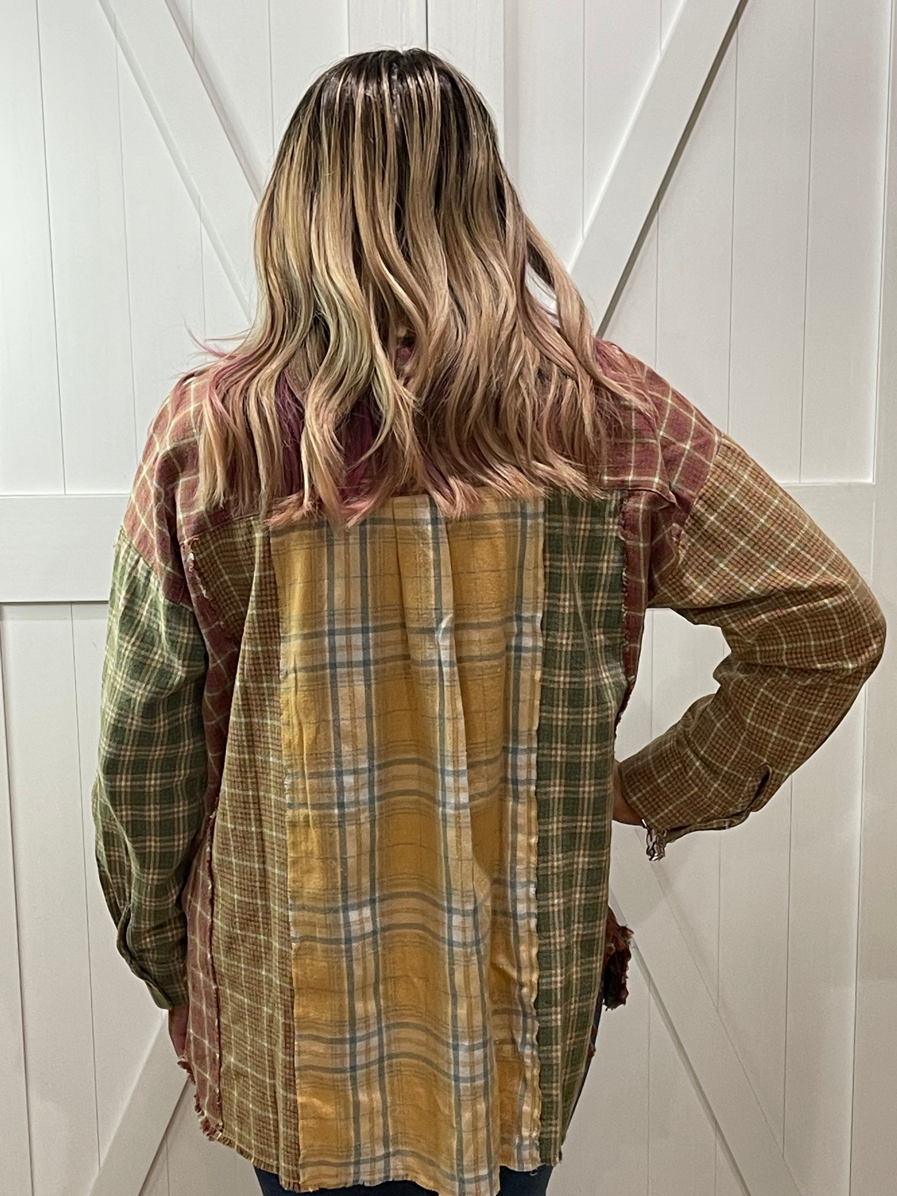 Billie Plaid Long Sleeve Button Up Top