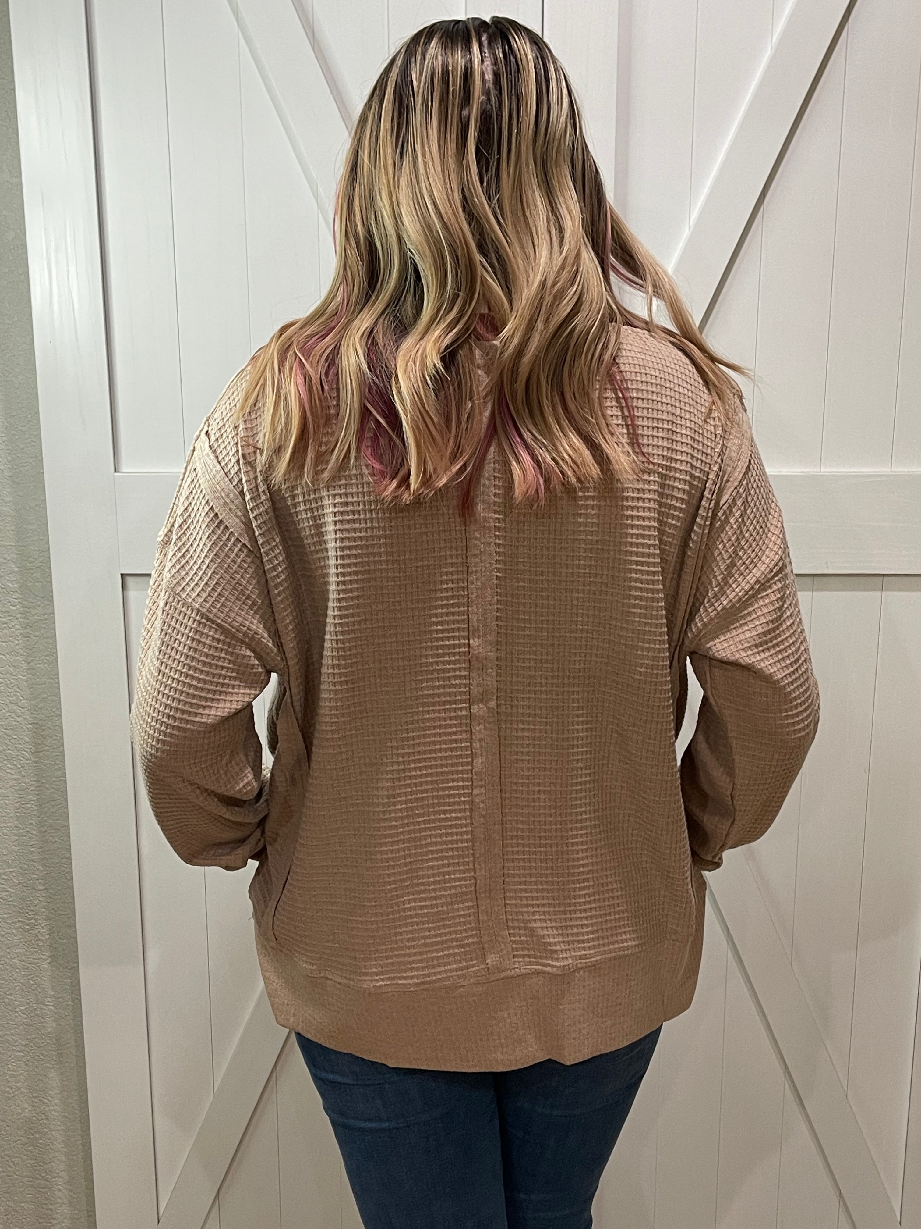 Kelly Long Sleeve Waffle Pullover