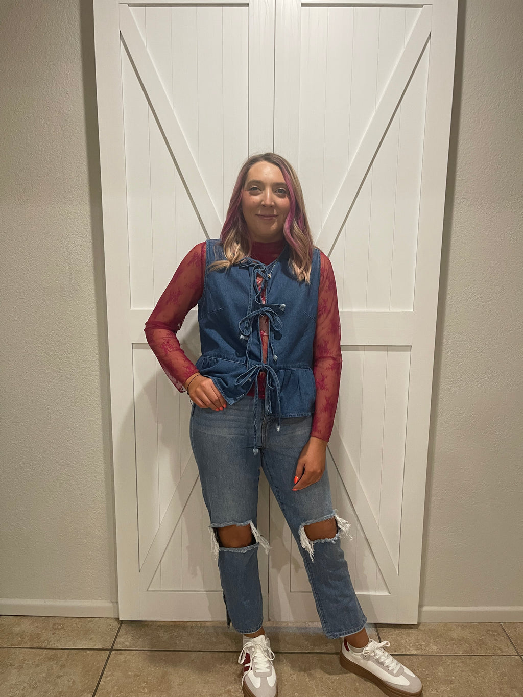 Sweet & Sassy Denim Tie Vest