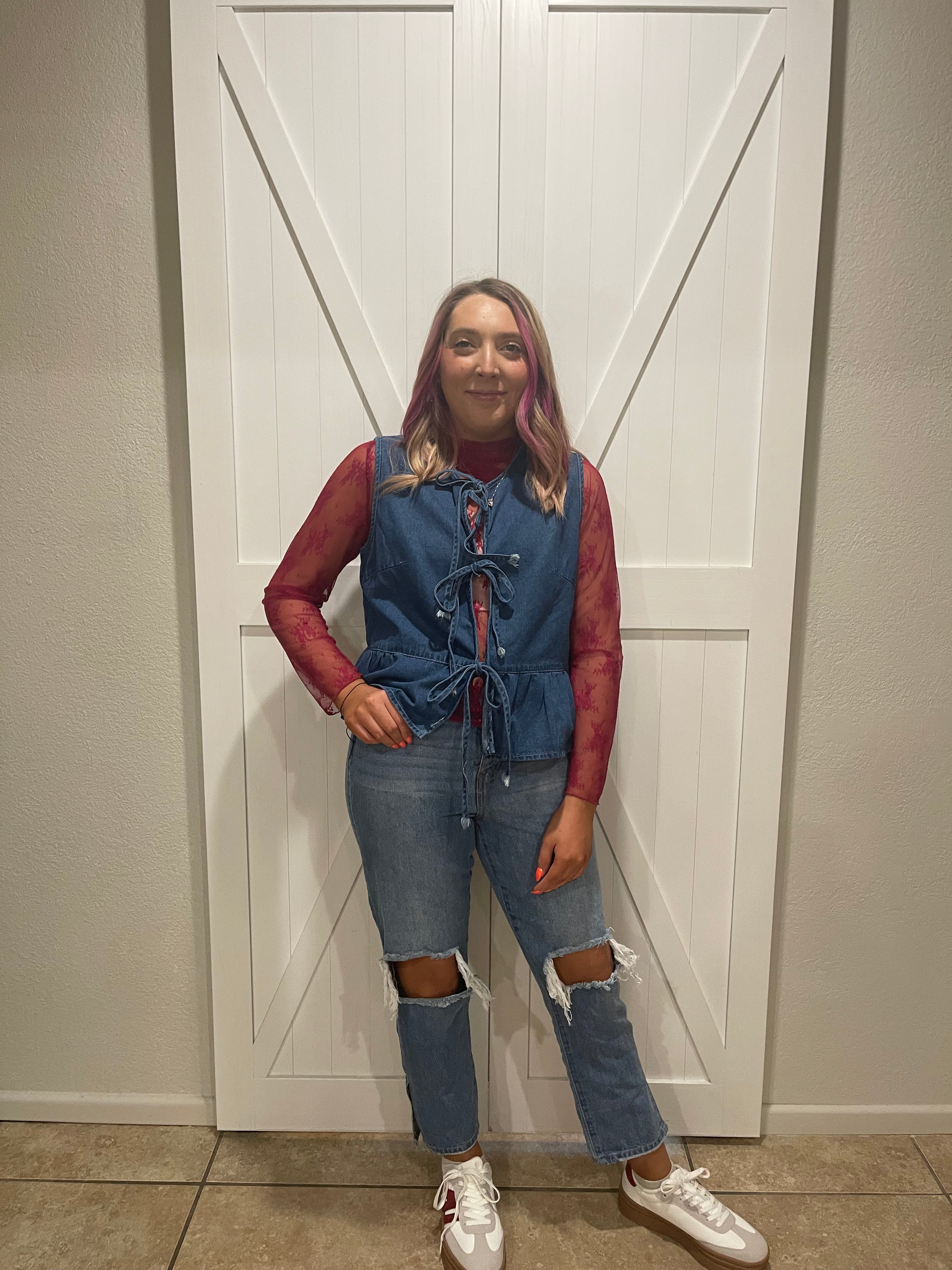 Sweet & Sassy Denim Tie Vest