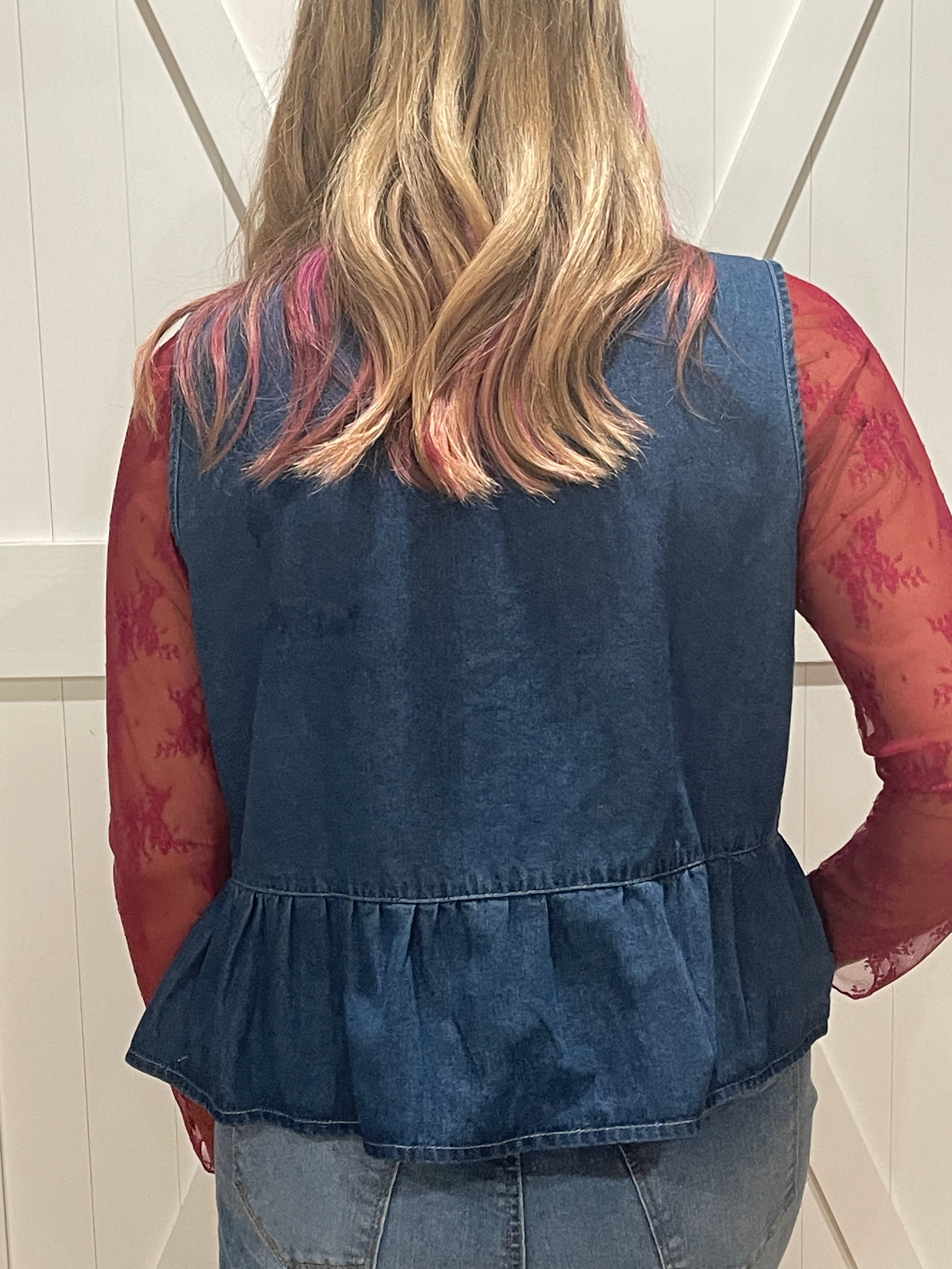 Sweet & Sassy Denim Tie Vest