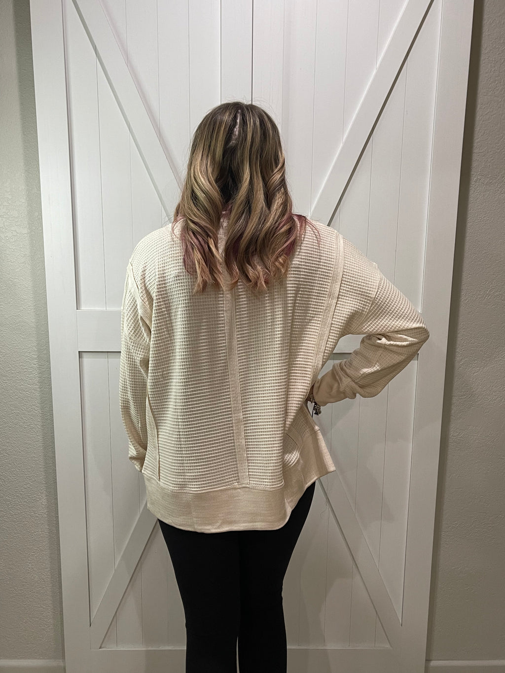 Kelly Long Sleeve Waffle Pullover