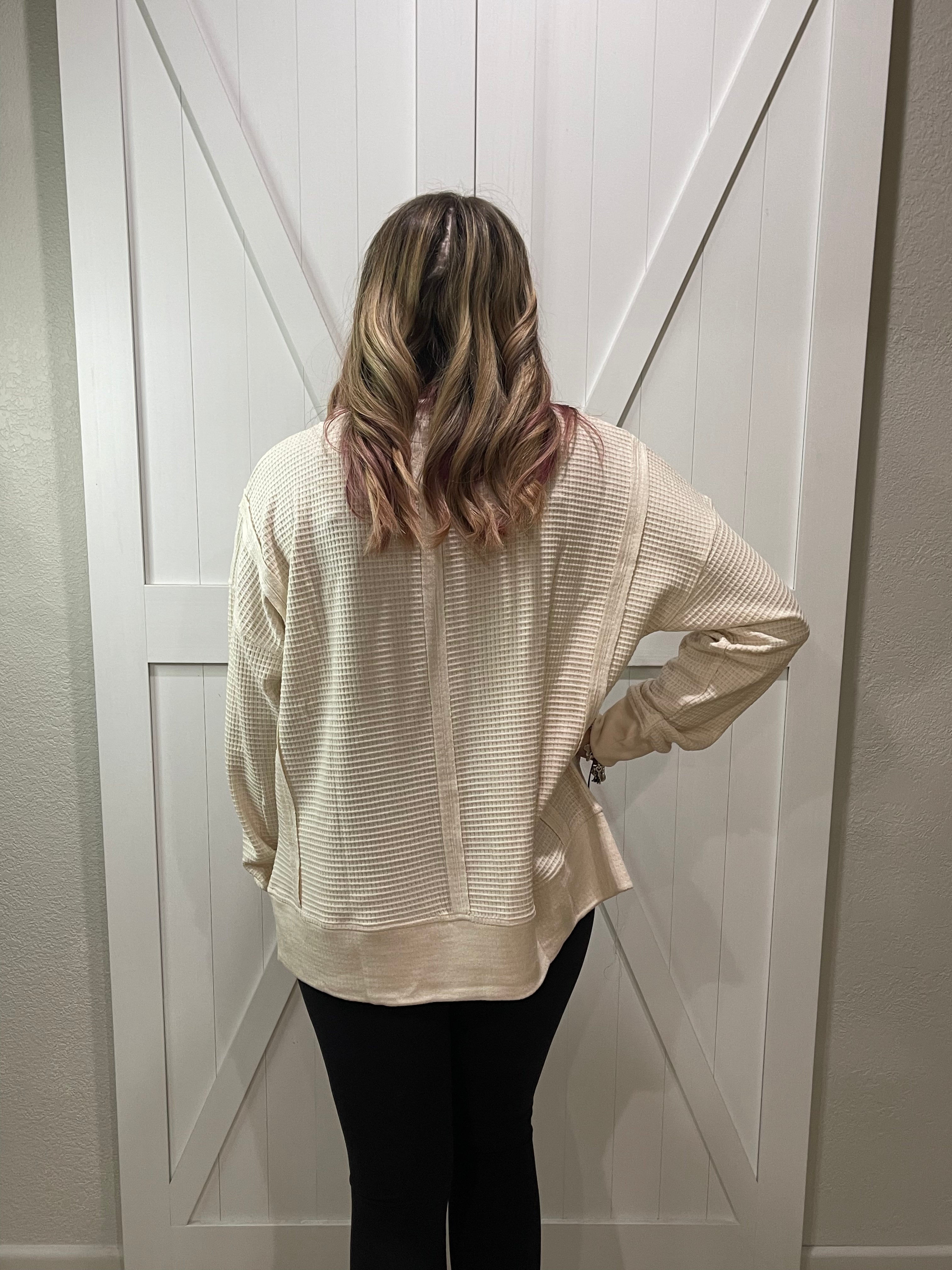 Kelly Long Sleeve Waffle Pullover
