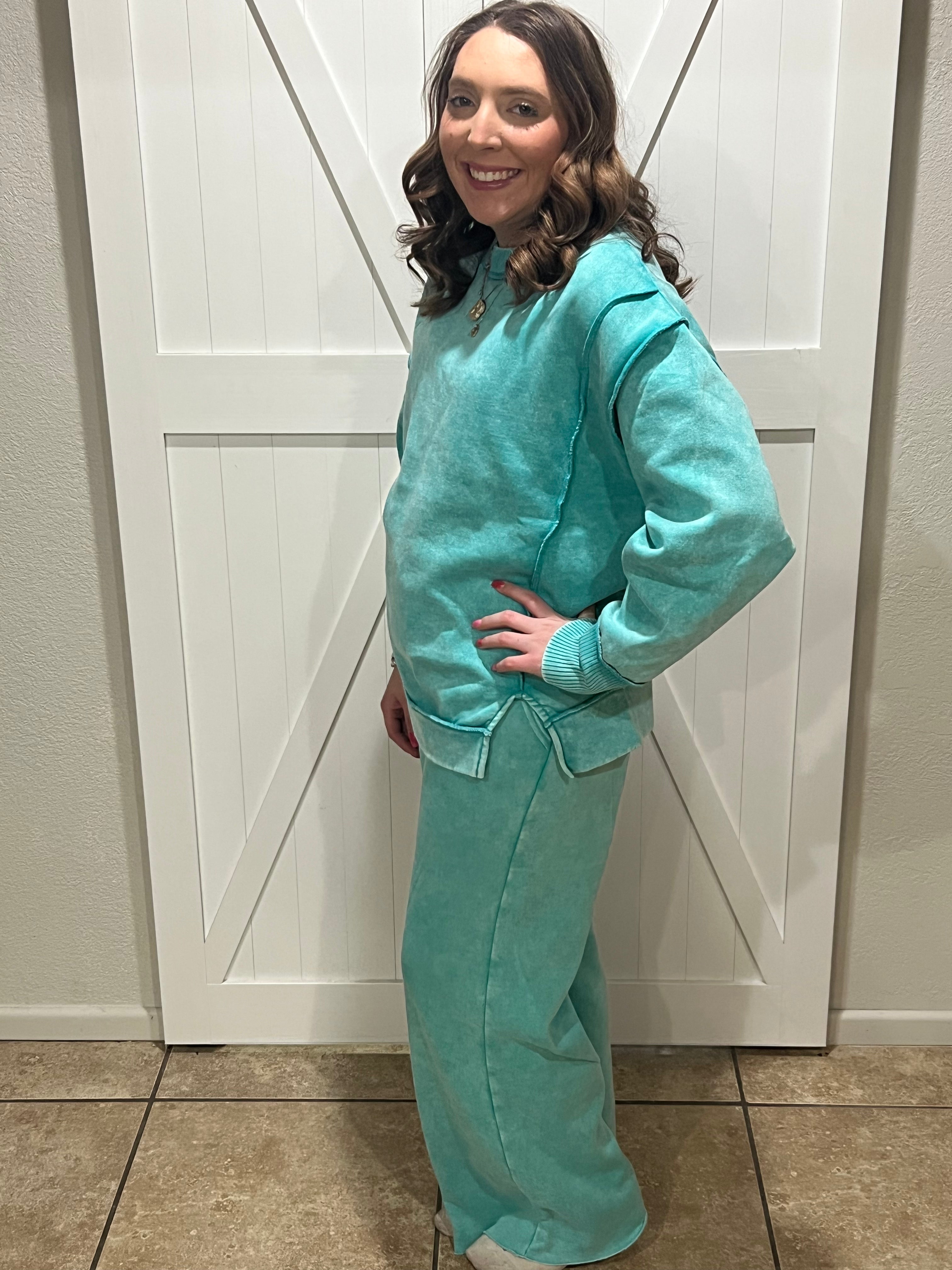 The Turquoise Acid Washed Sweatshirt