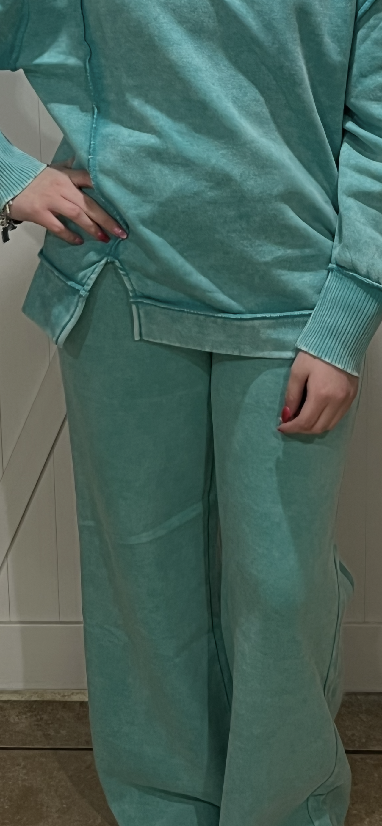 Turquoise Acid Washed Pants