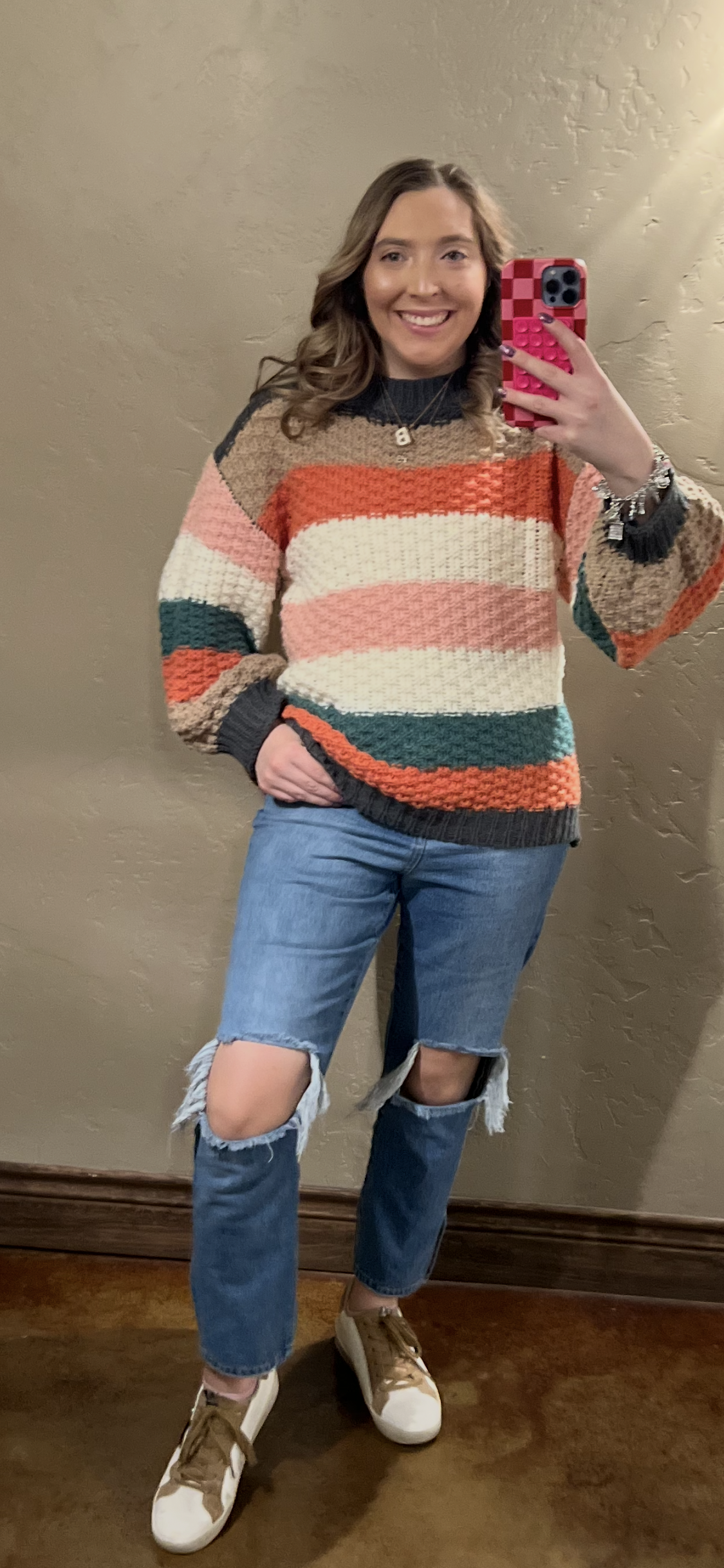 Free Spirit Chunky Stipe Color Block Sweater