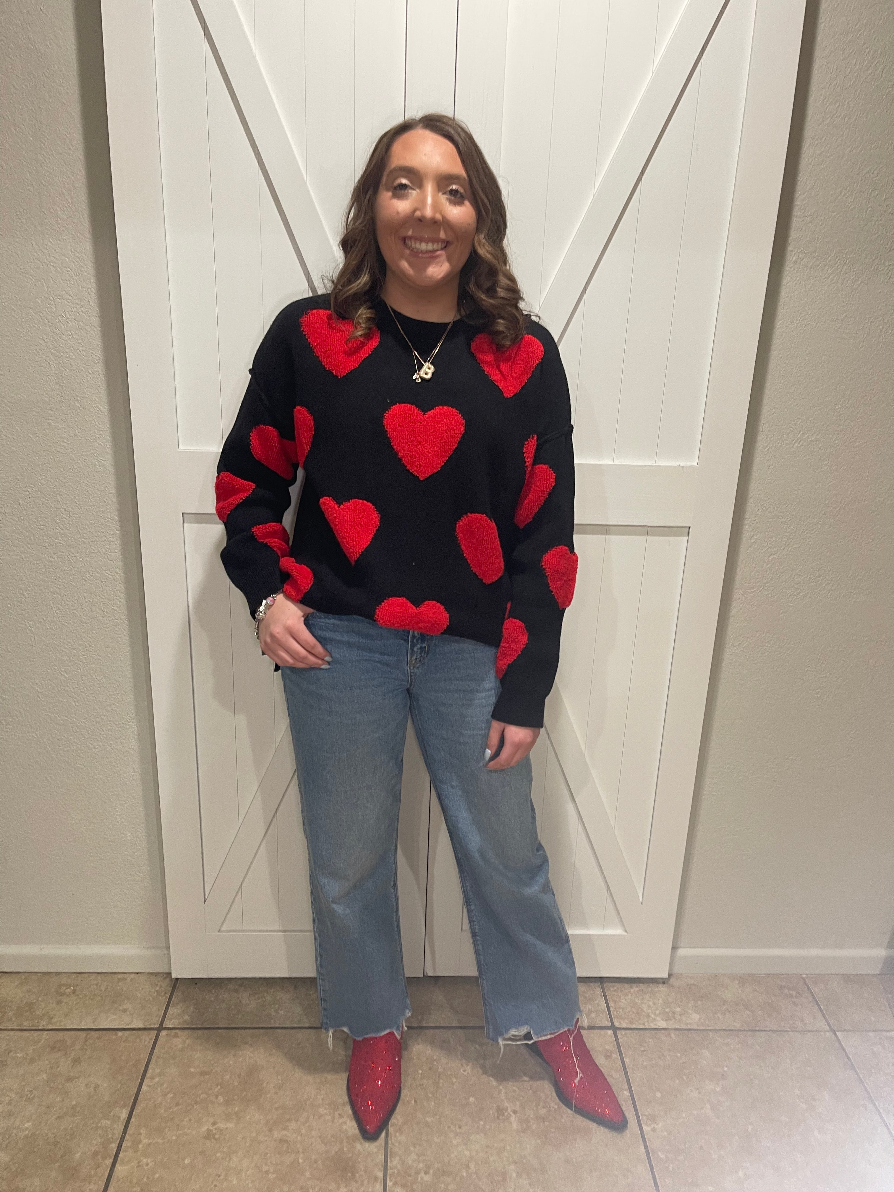 Be Mine Black & Red Heart Sweater