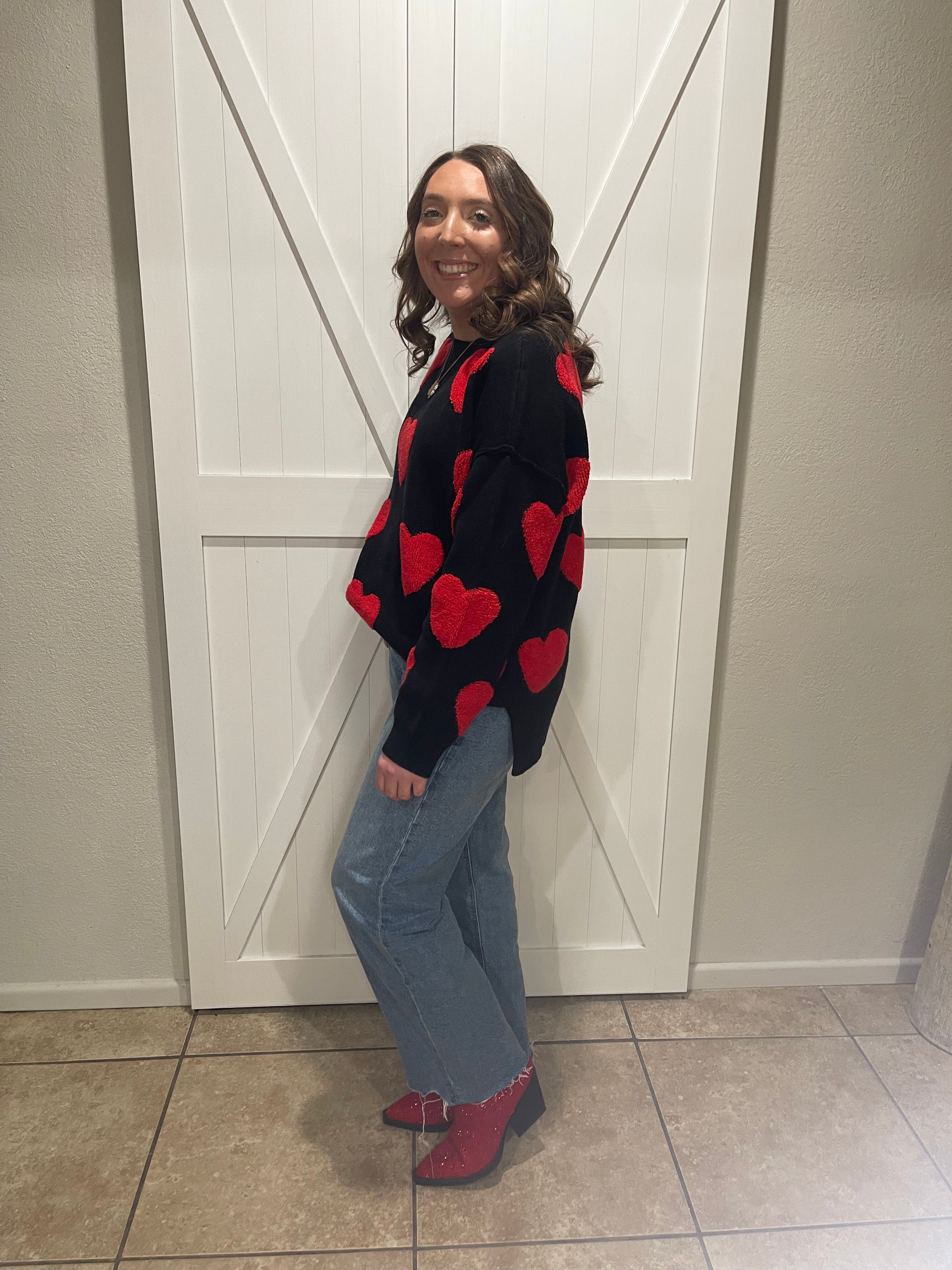 Be Mine Black & Red Heart Sweater