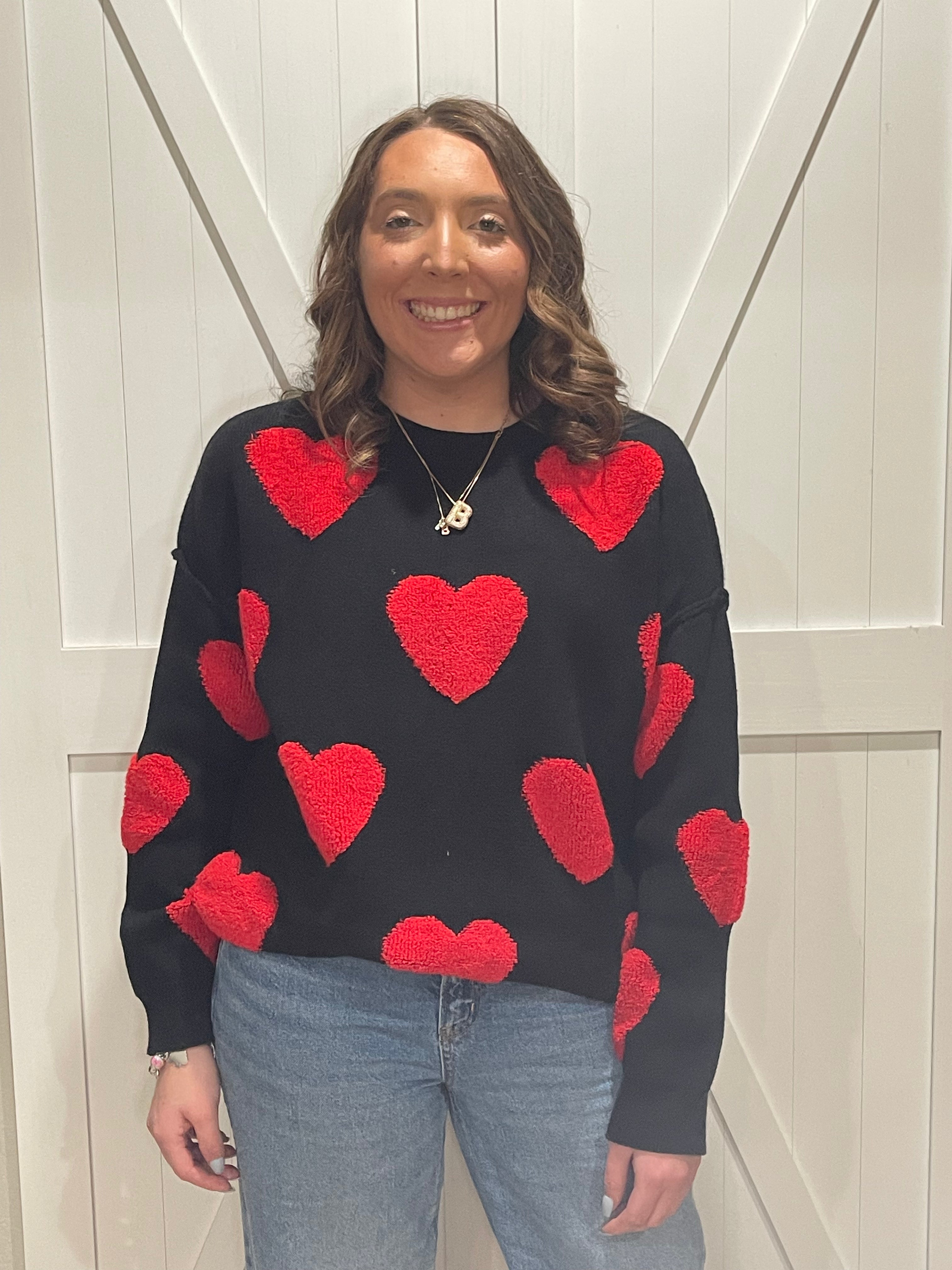 Be Mine Black & Red Heart Sweater