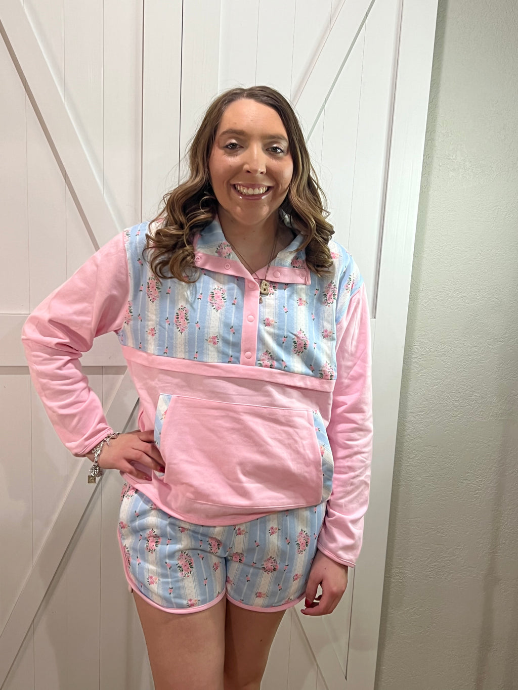 Pastel Petals Pink and Blue Lounge Set