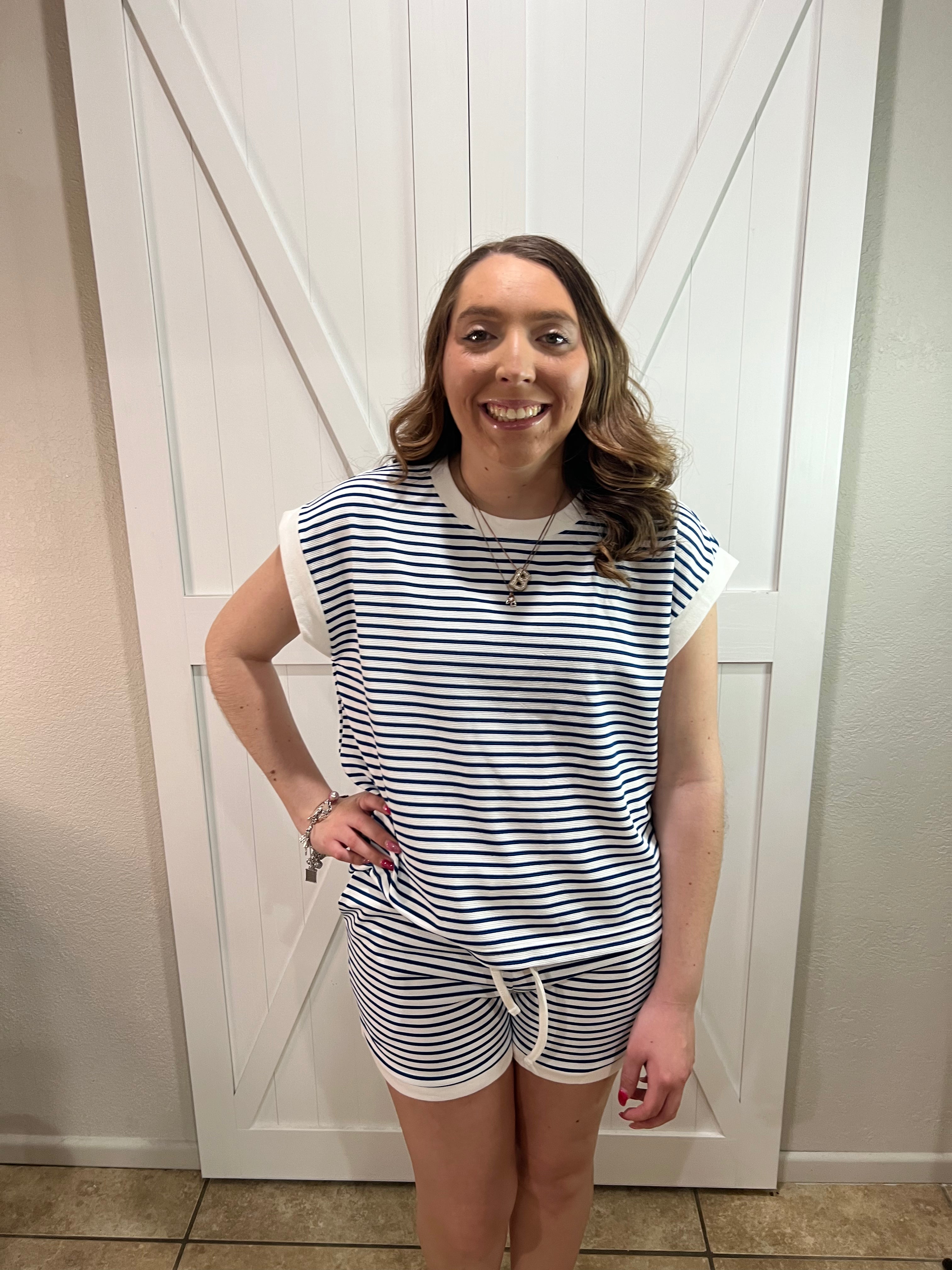 The Coastal Cutie Blue and White Striped Set