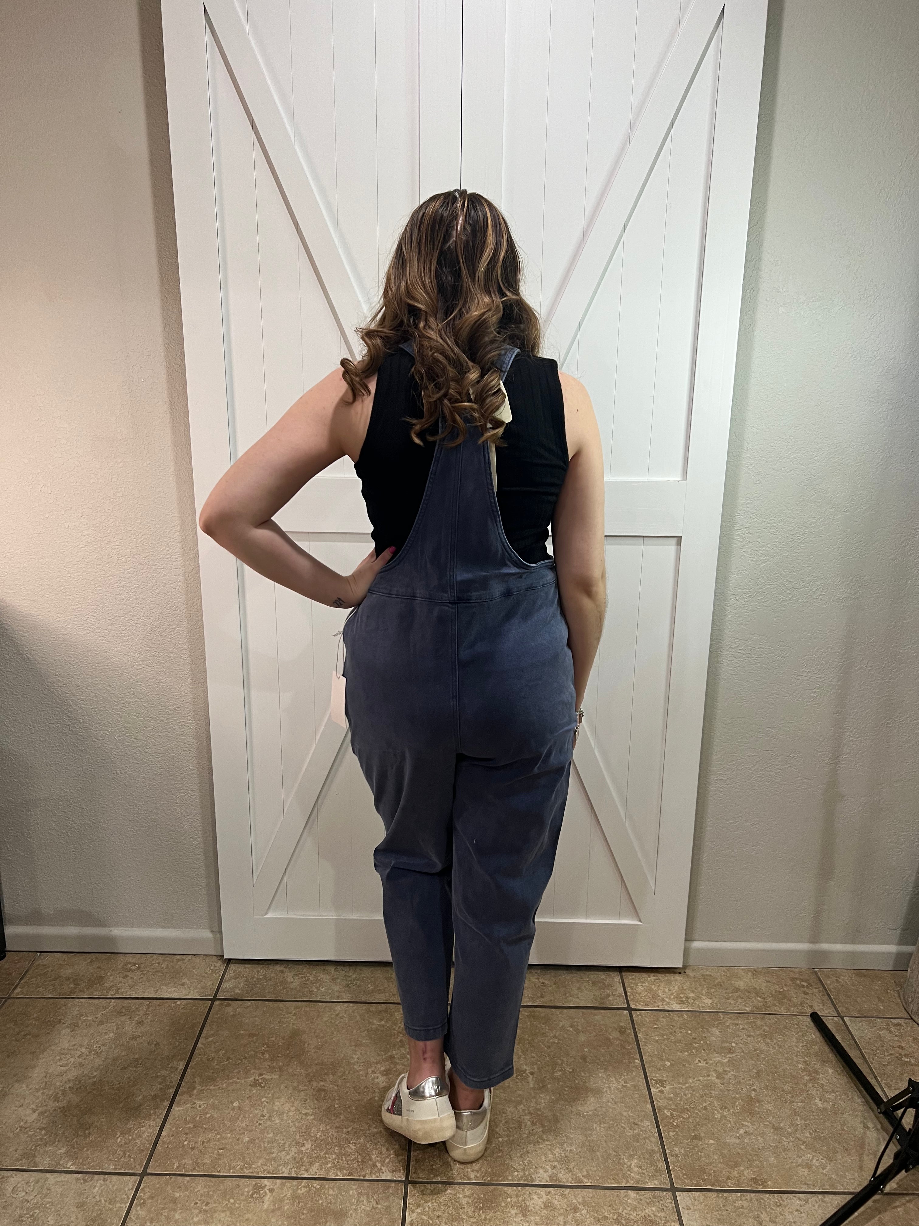 The It Girl Acid Washed Relaxed Fit Overalls - Blueberry